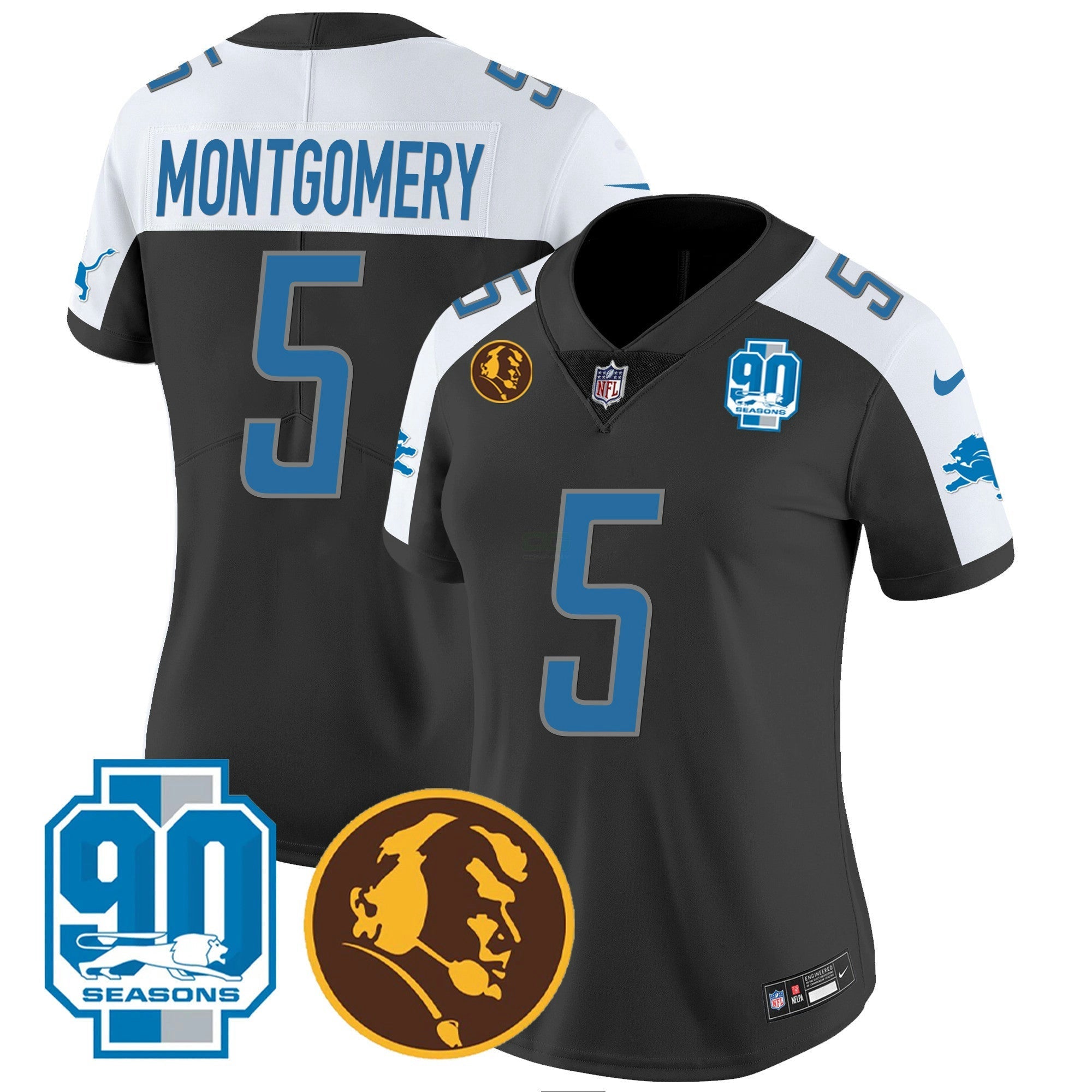 Camisa NFL Women’s Detroit 90th & John Madden Patch Jersey