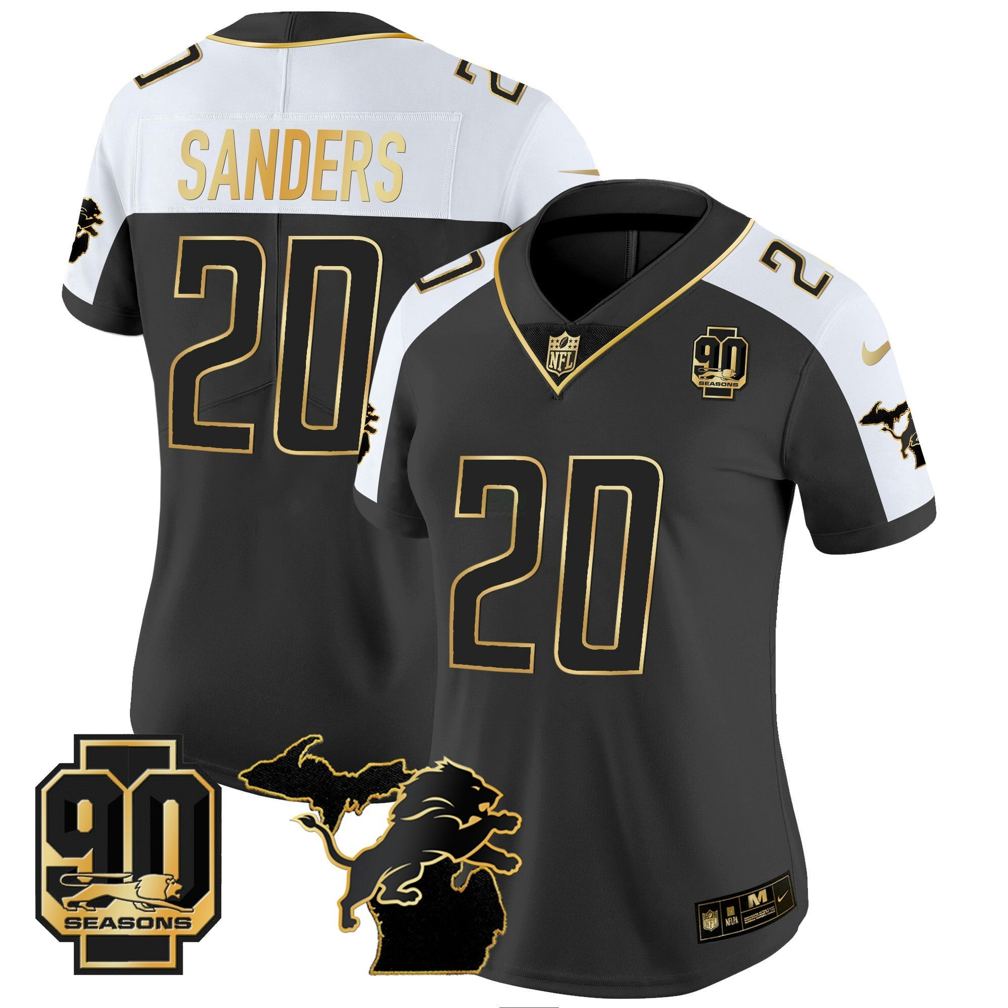 Camisa NFL Women’s Detroit 90th Year & Michigan Patch Dourada Vapor Jersey