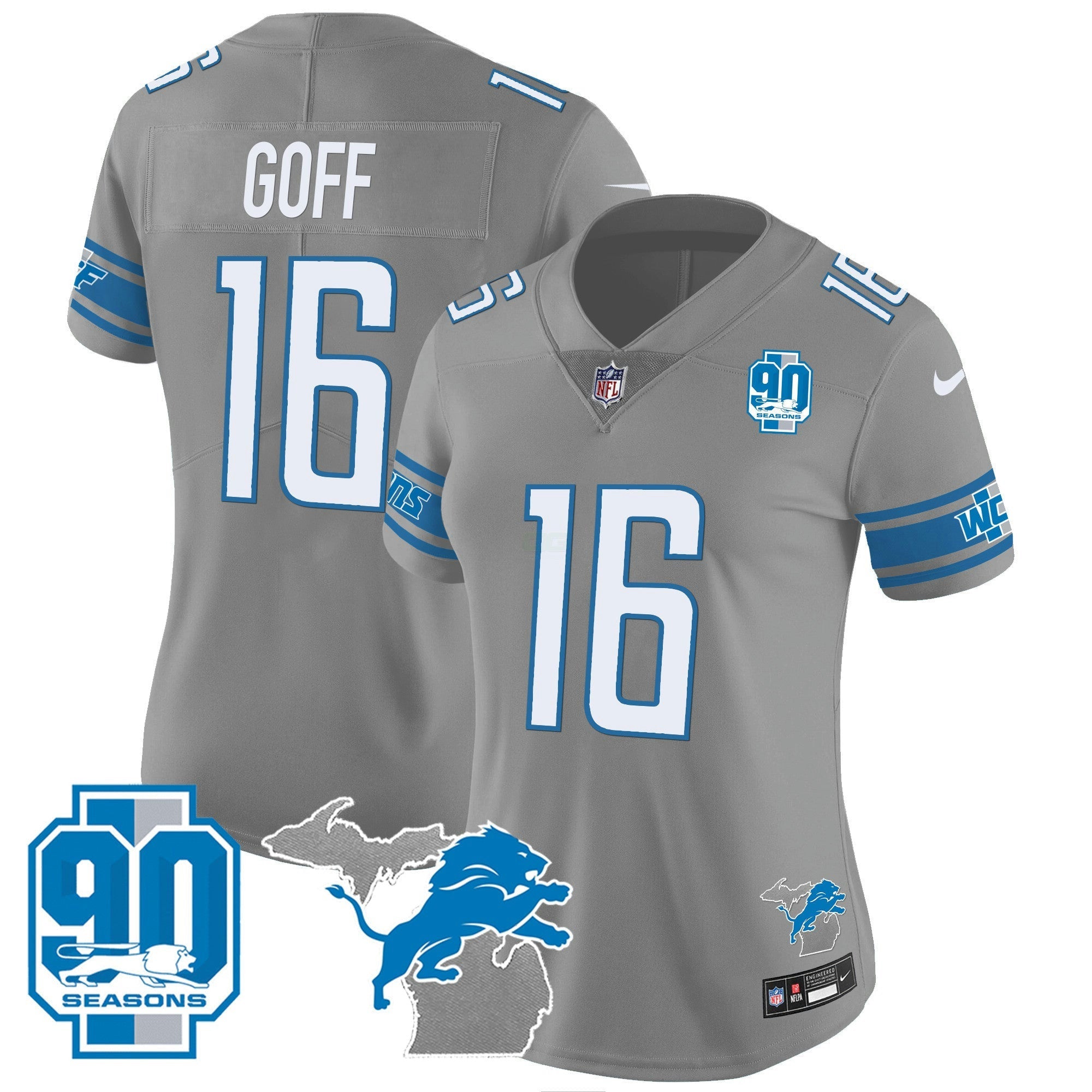 Camisa NFL Women’s Detroit 90th Year & Michigan Patch Vapor Jersey