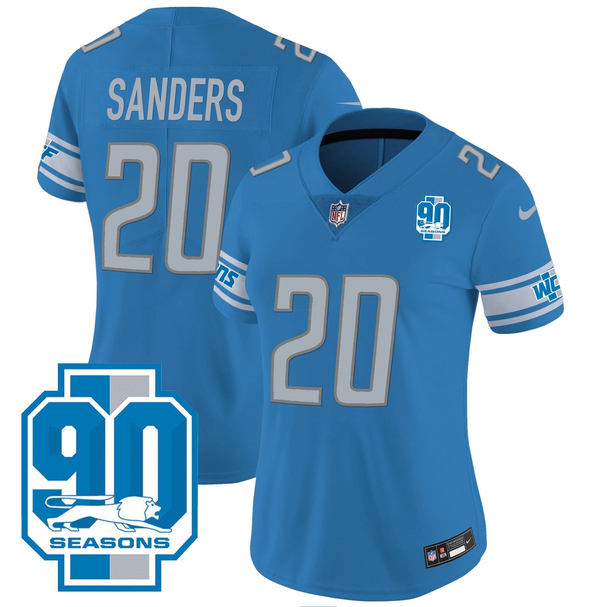 Camisa NFL Women’s Detroit 90th Year Patch Jersey