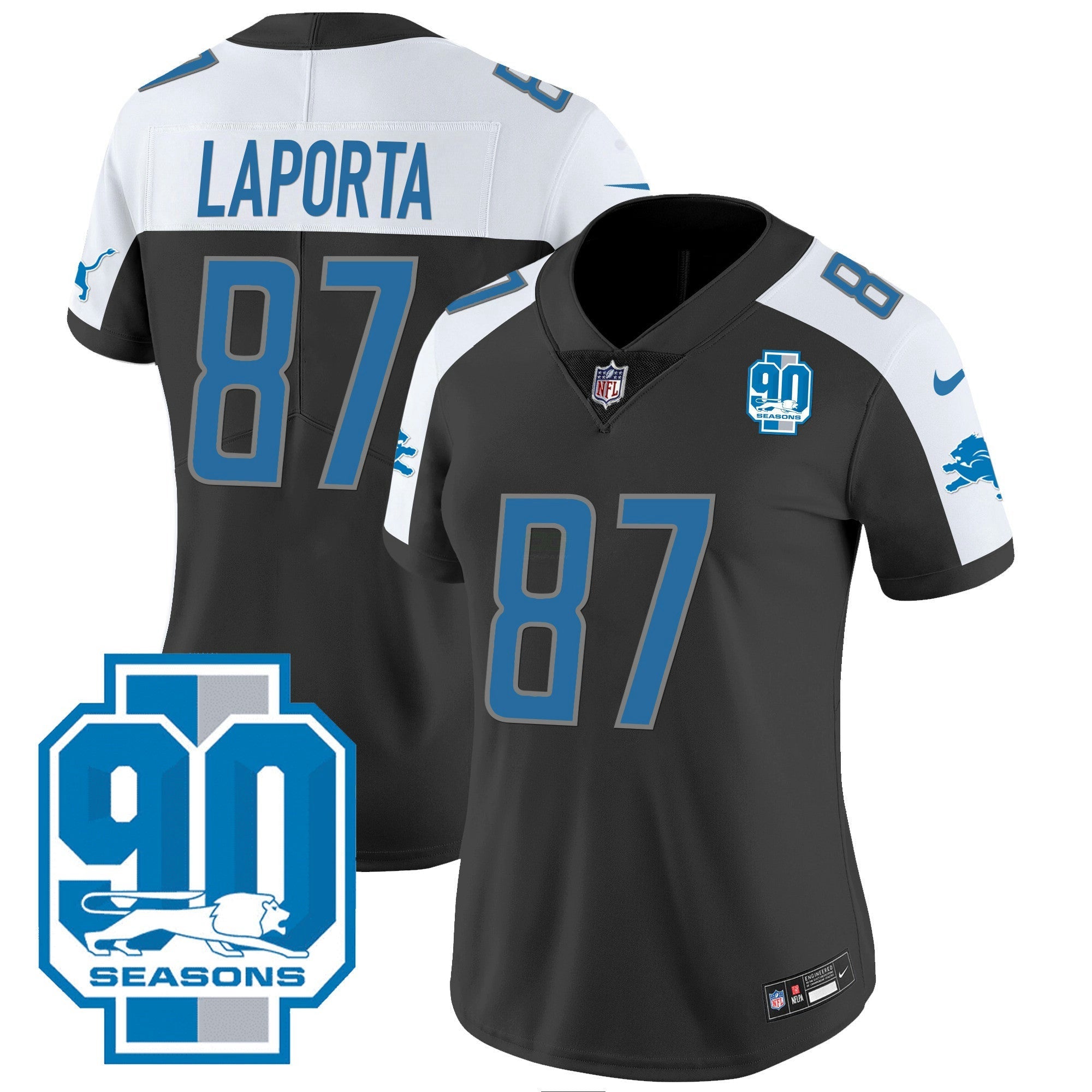 Camisa NFL Women’s Detroit 90th Year Patch Jersey