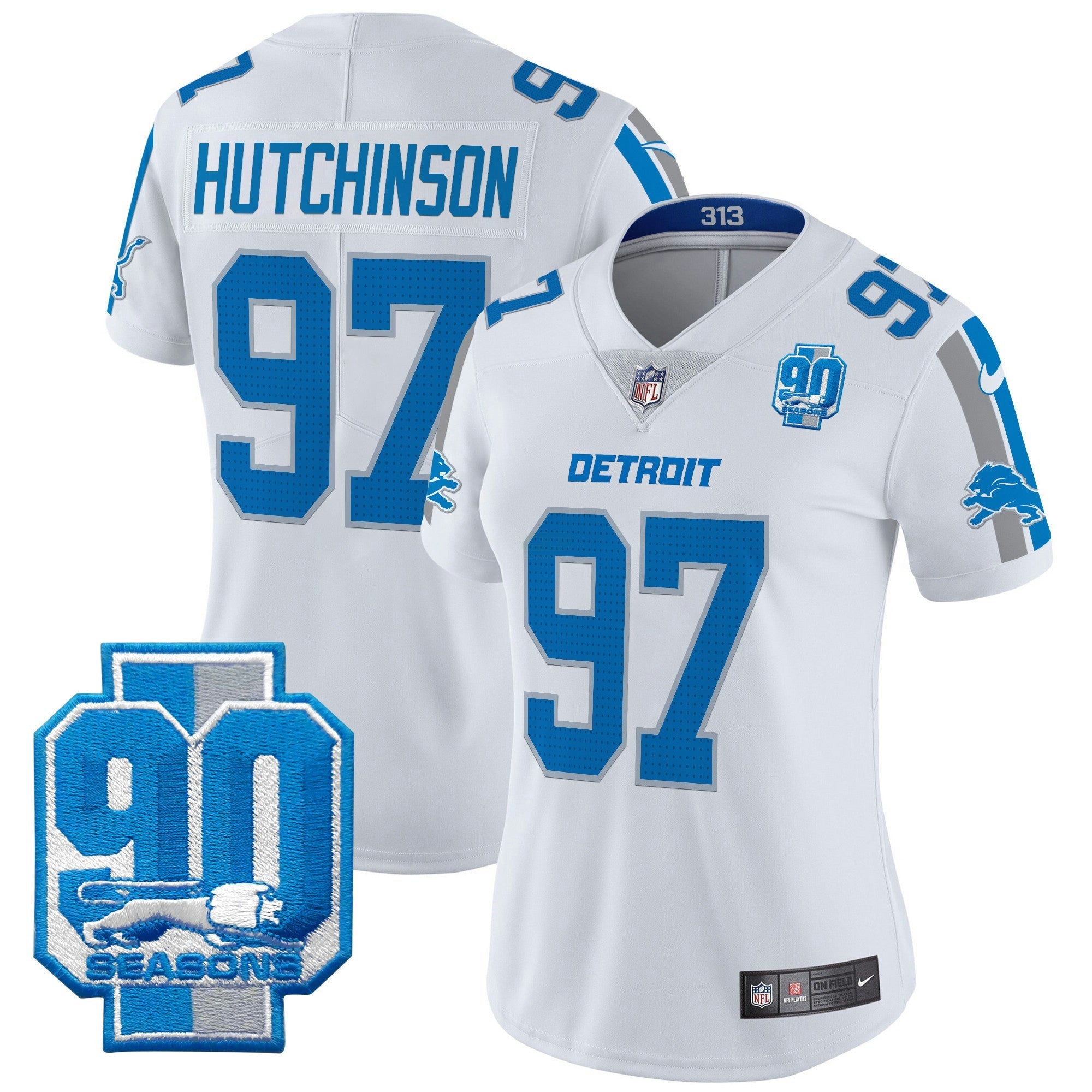 Camisa NFL Women’s Detroit 90th Year Patch Vapor Limited Jersey