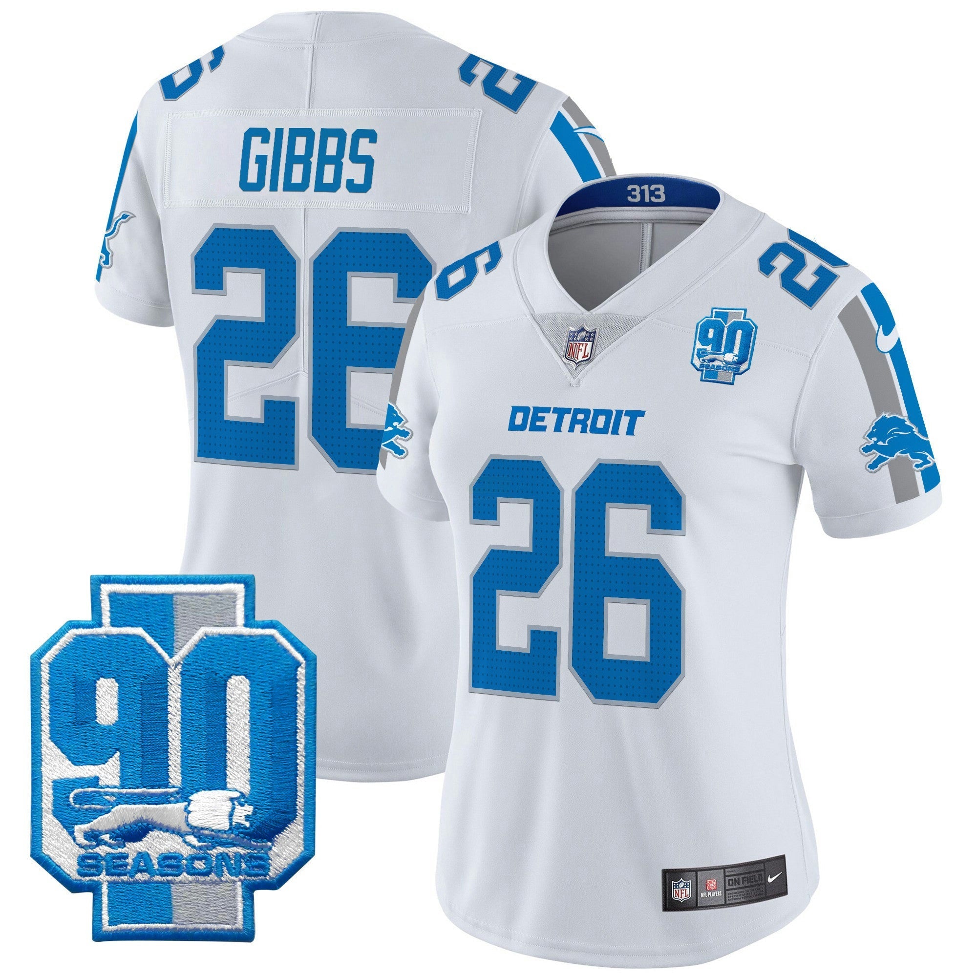 Camisa NFL Women’s Detroit 90th Year Patch Vapor Limited Jersey