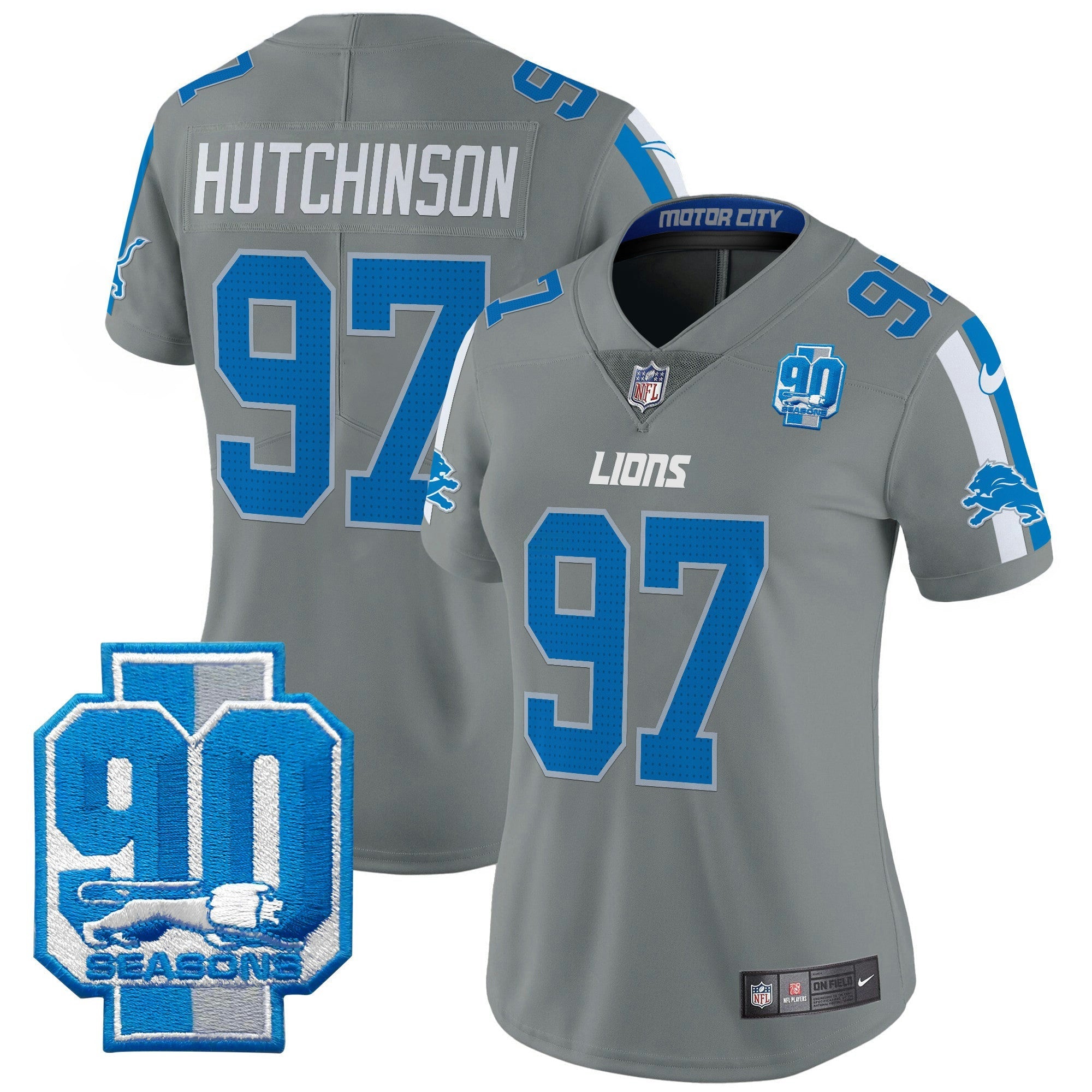 Camisa NFL Women’s Detroit 90th Year Patch Vapor Limited Jersey