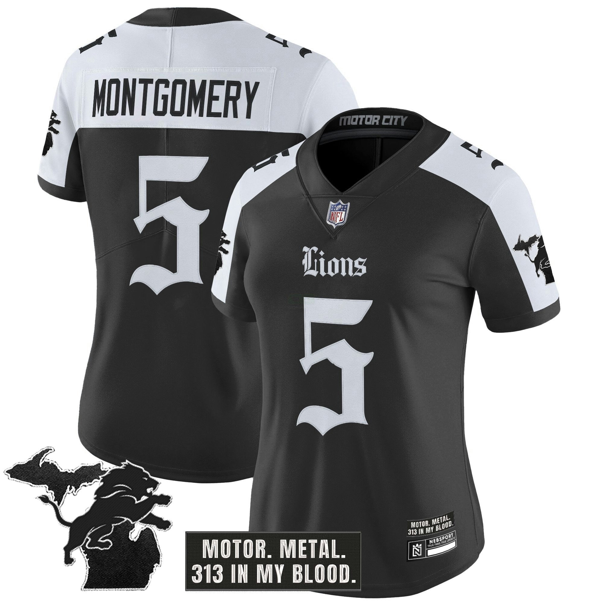 Camisa NFL Women’s Detroit ‘Gothic Motor Grit Edition’ Vapor Limited Jersey