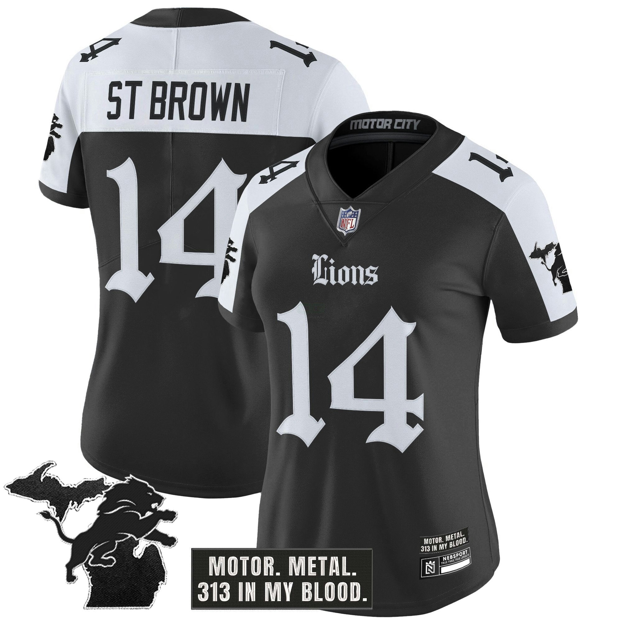 Camisa NFL Women’s Detroit ‘Gothic Motor Grit Edition’ Vapor Limited Jersey