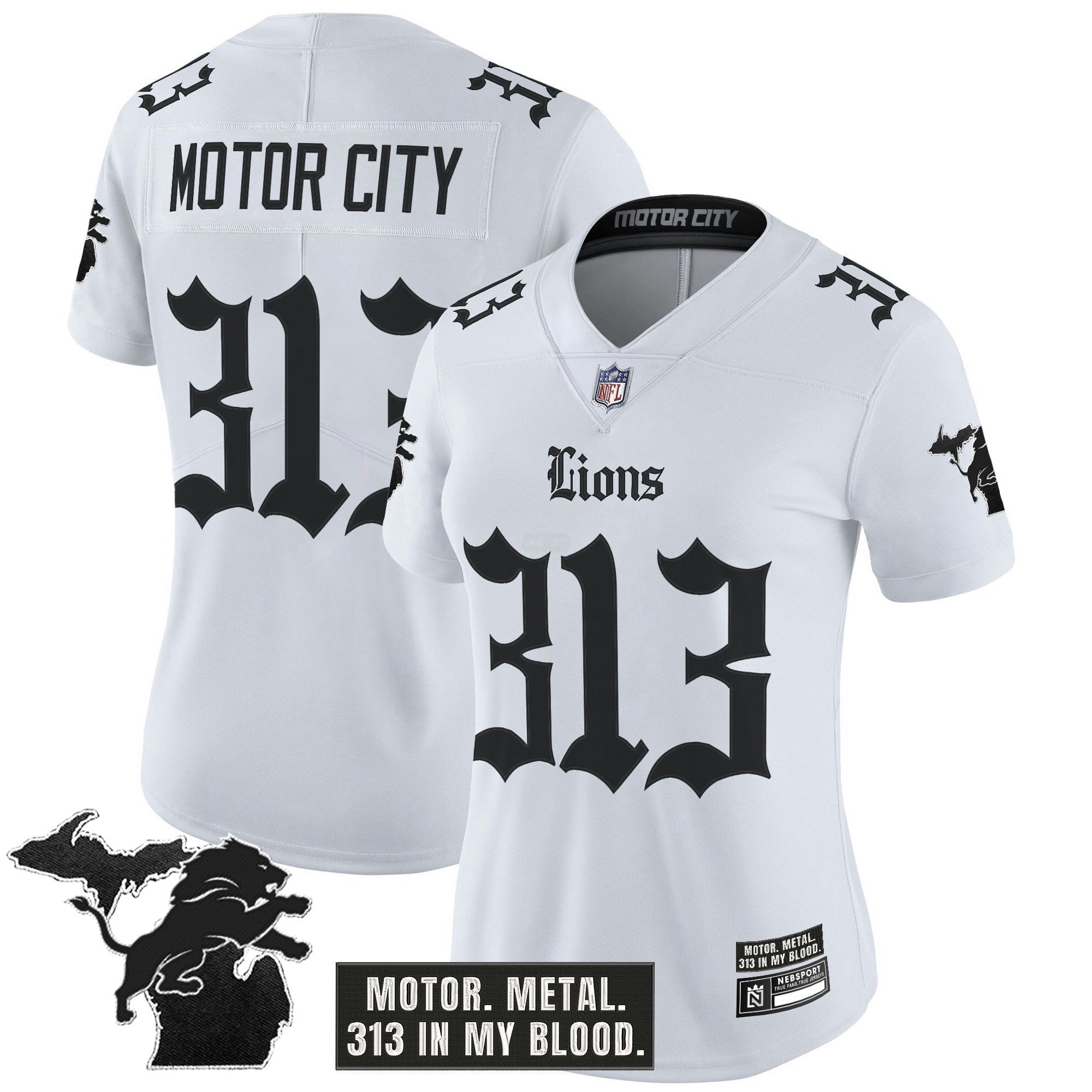 Camisa NFL Women’s Detroit ‘Gothic Motor Grit Edition’ Vapor Limited Jersey