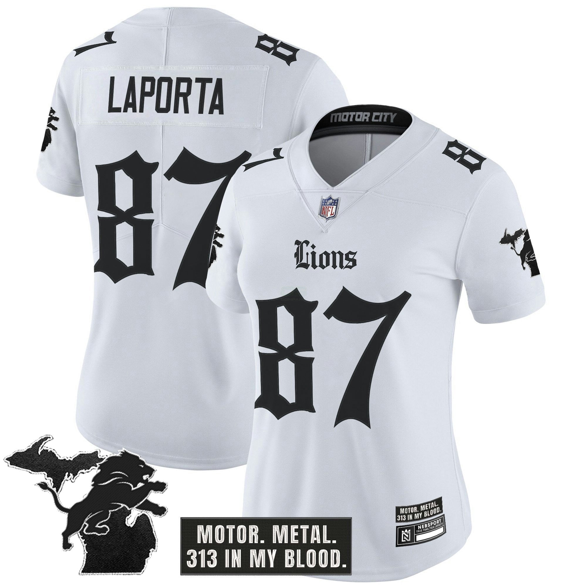 Camisa NFL Women’s Detroit ‘Gothic Motor Grit Edition’ Vapor Limited Jersey