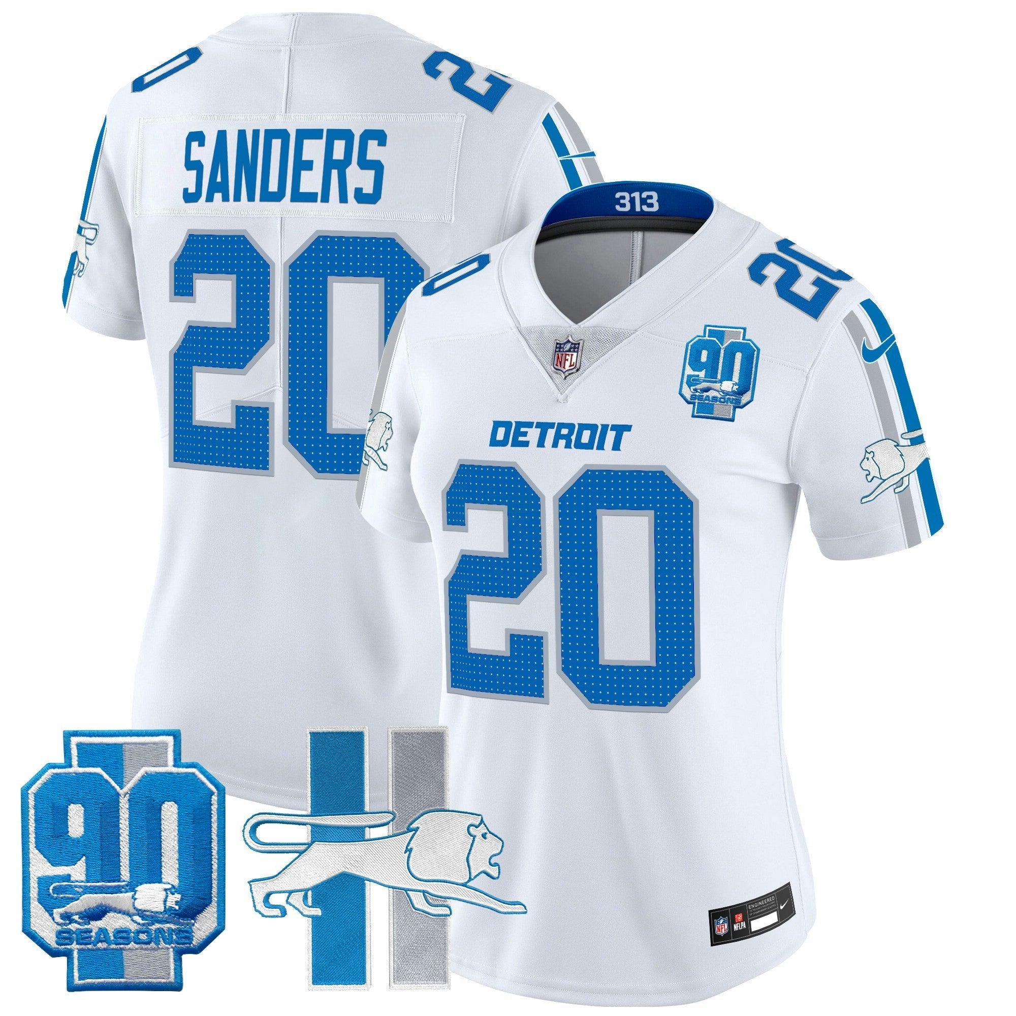 Camisa NFL Women’s Detroit Throwback 90th Year Patch Vapor Limited Jersey