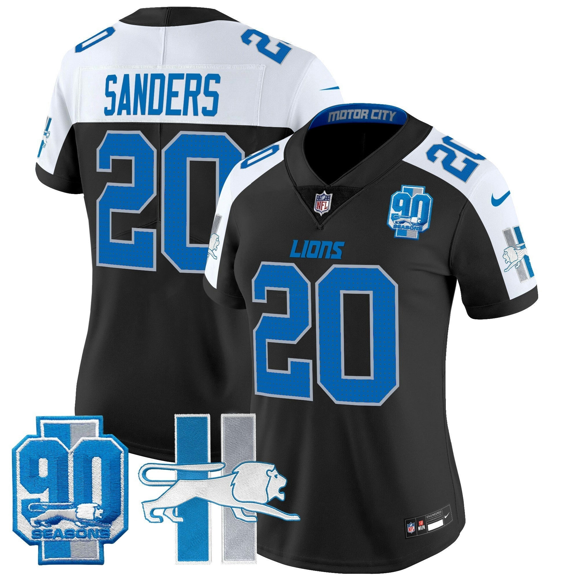 Camisa NFL Women’s Detroit Throwback 90th Year Patch Vapor Limited Jersey