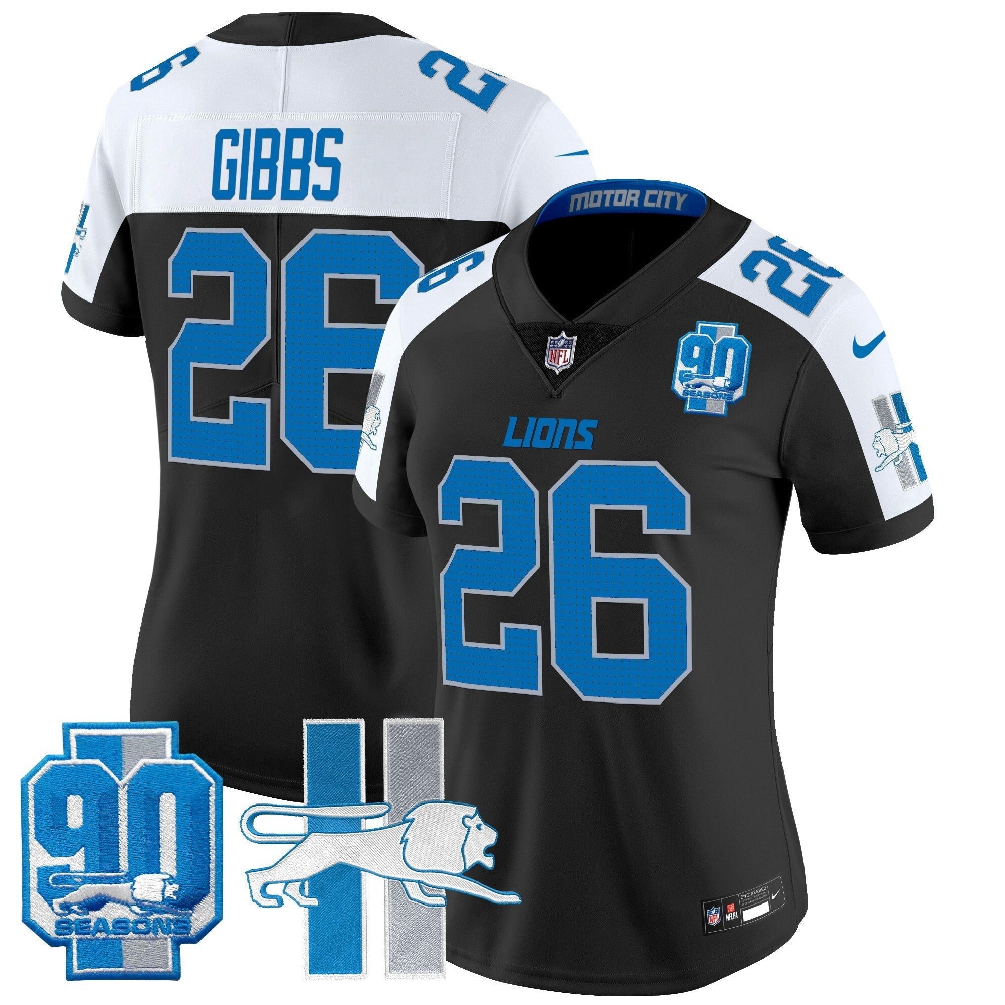 Camisa NFL Women’s Detroit Throwback 90th Year Patch Vapor Limited Jersey