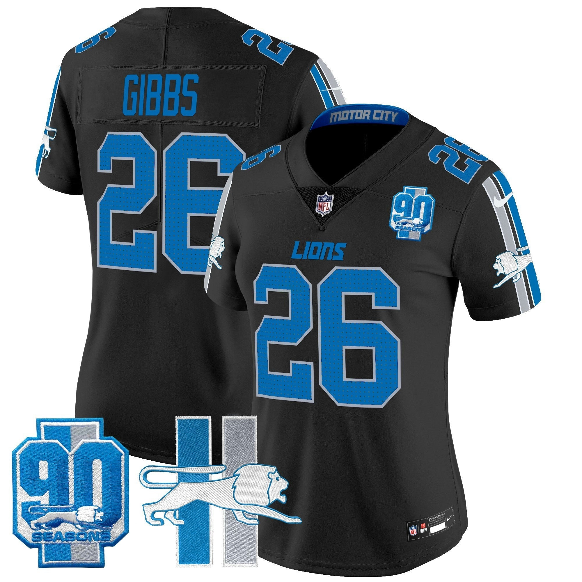 Camisa NFL Women’s Detroit Throwback 90th Year Patch Vapor Limited Jersey