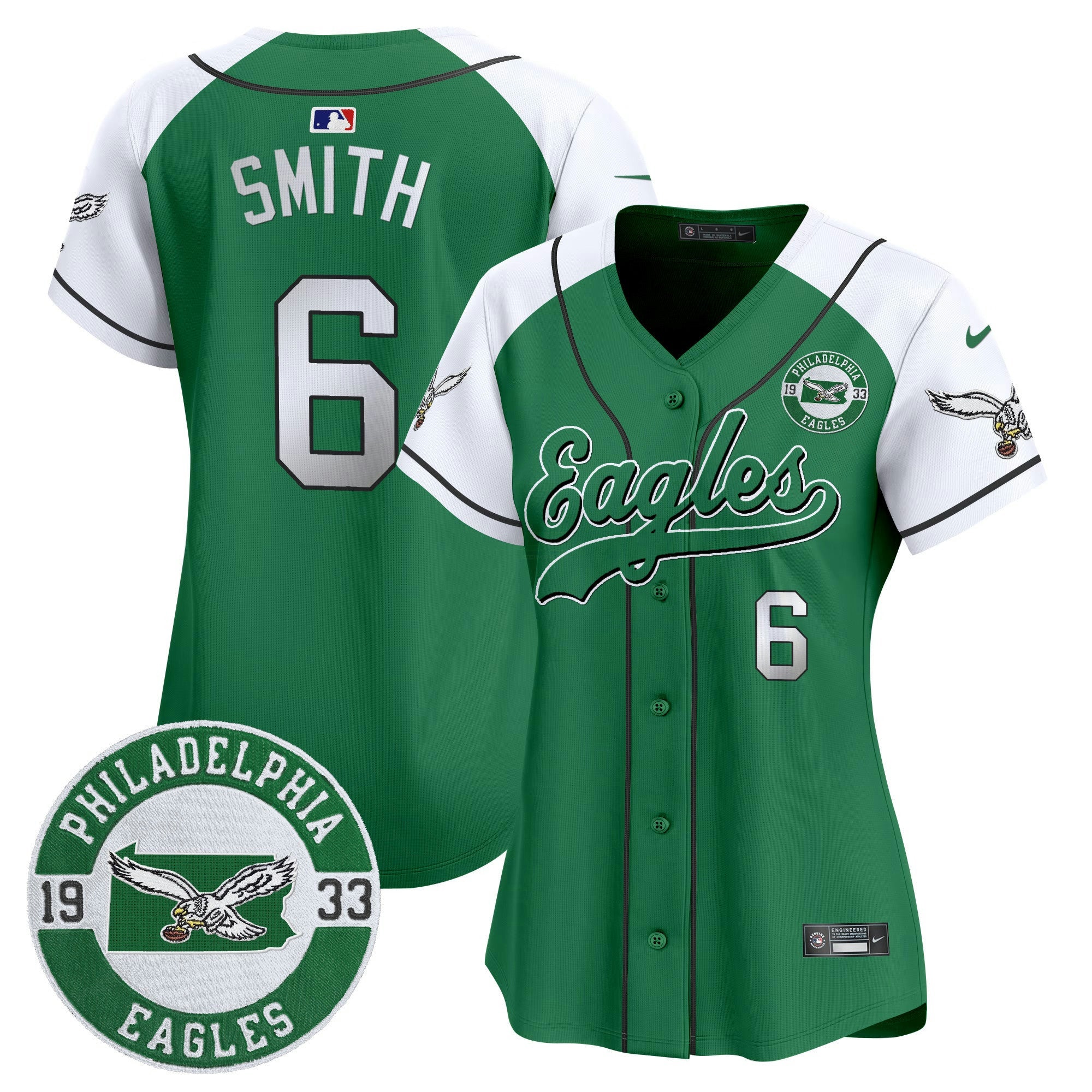 Camisa NFL Women’s Est. 1933 Patch Patch Kelly Green Vapor Jersey