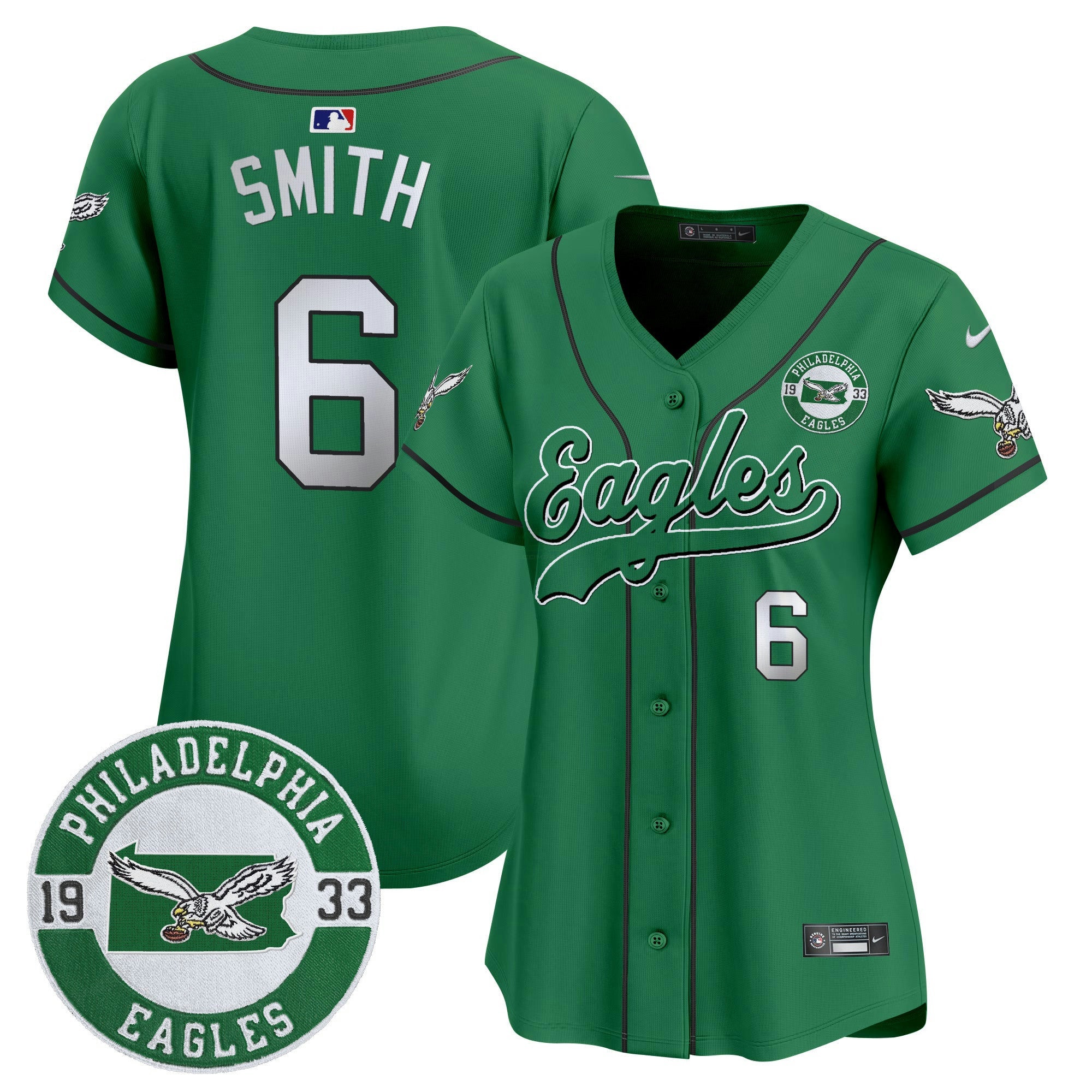 Camisa NFL Women’s Est. 1933 Patch Patch Kelly Green Vapor Jersey