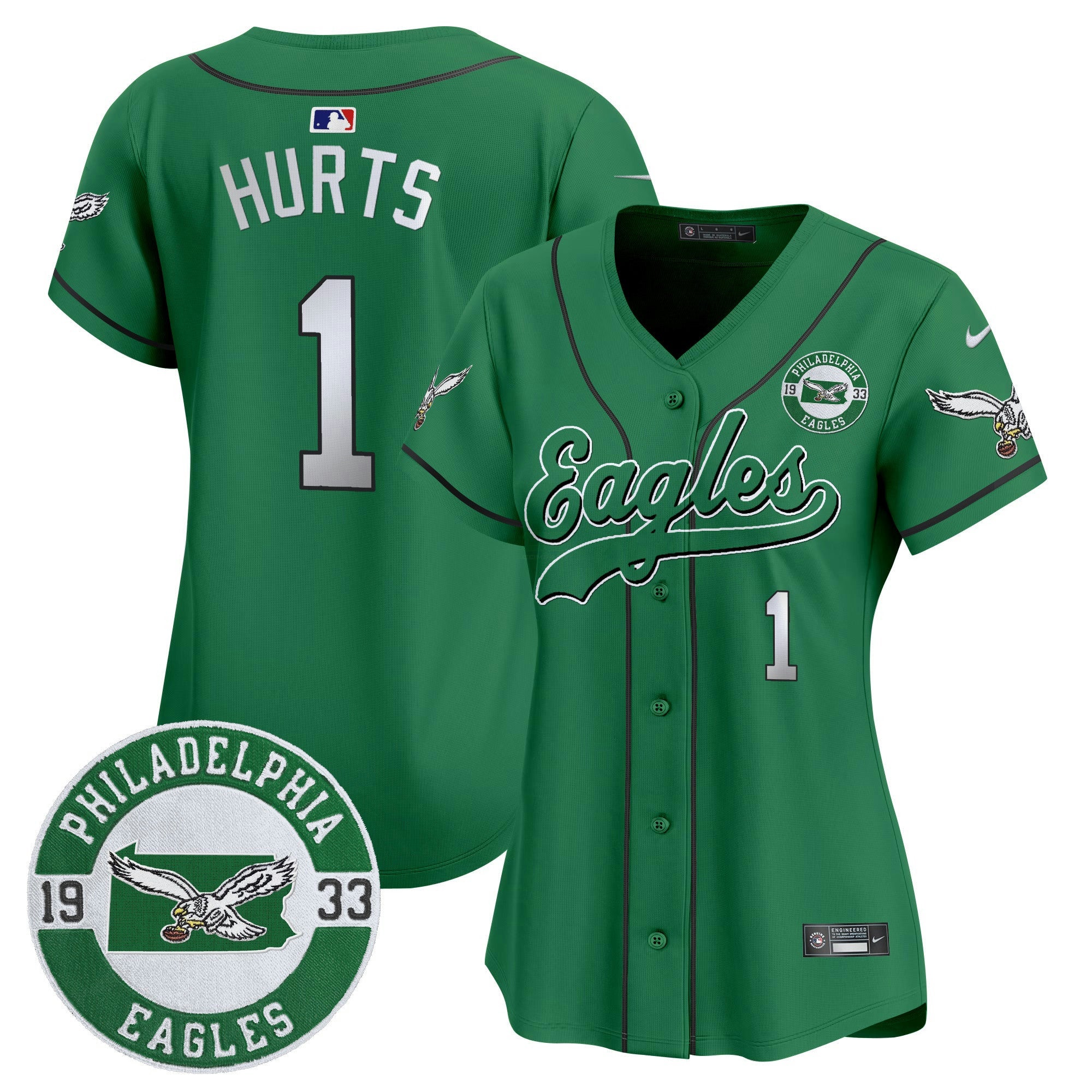 Camisa NFL Women’s Est. 1933 Patch Patch Kelly Green Vapor Jersey