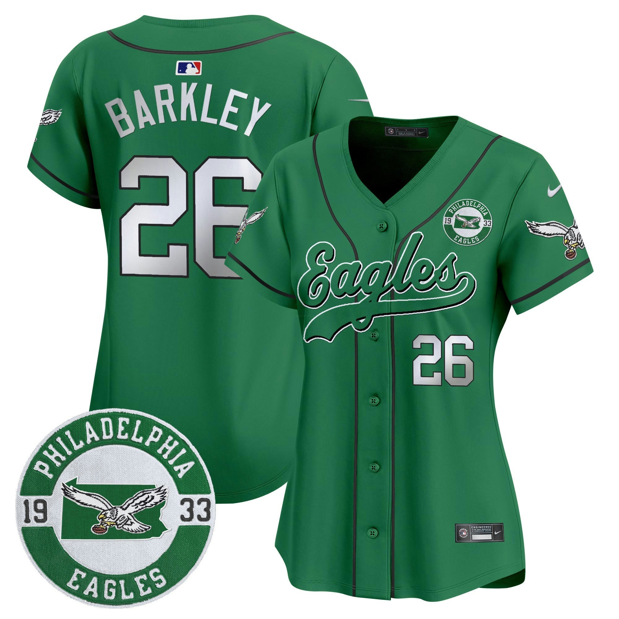 Camisa NFL Women’s Est. 1933 Patch Patch Kelly Green Vapor Jersey