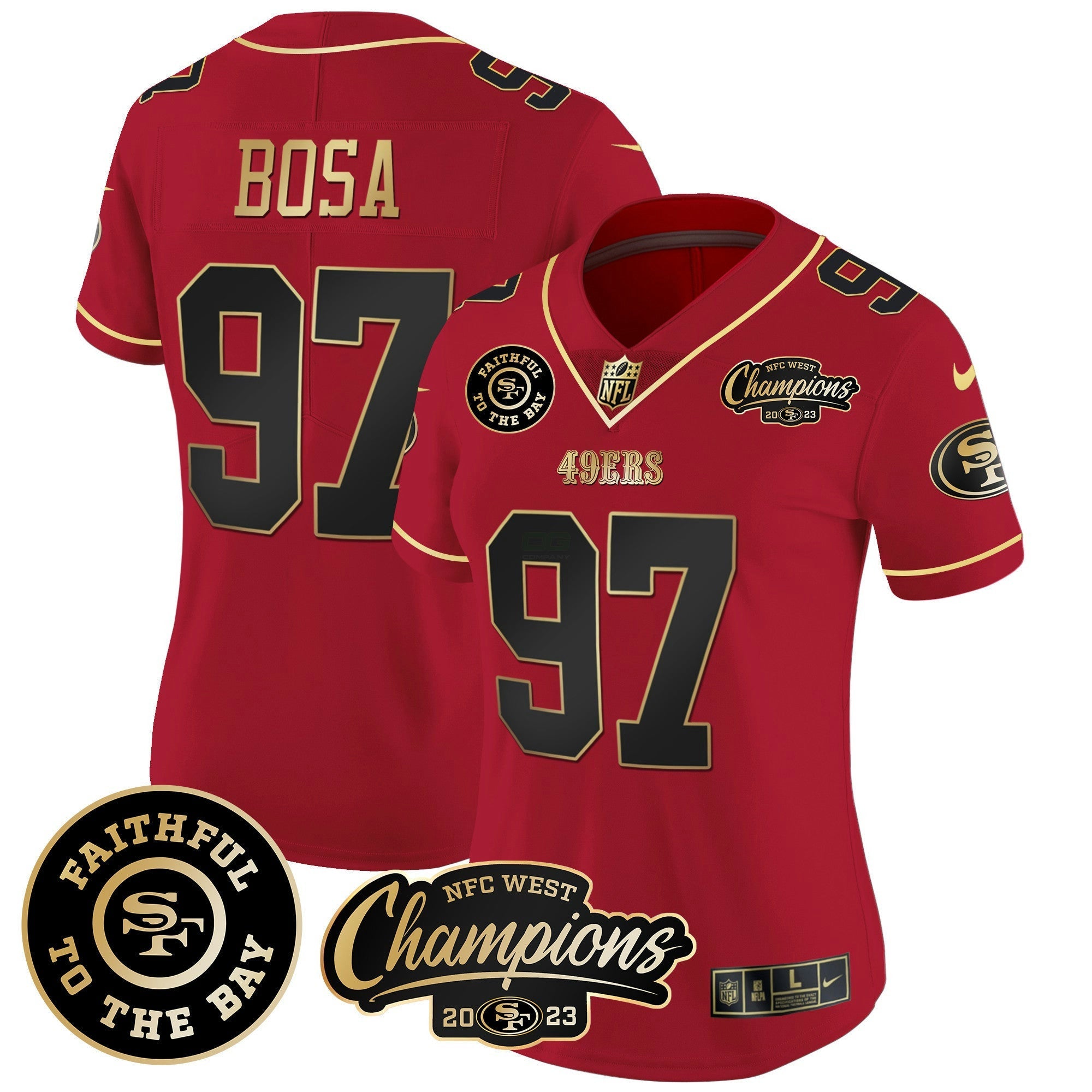 Camisa NFL Women’s Faithful & 2023 NFC West Champions Patch Vapor Jersey