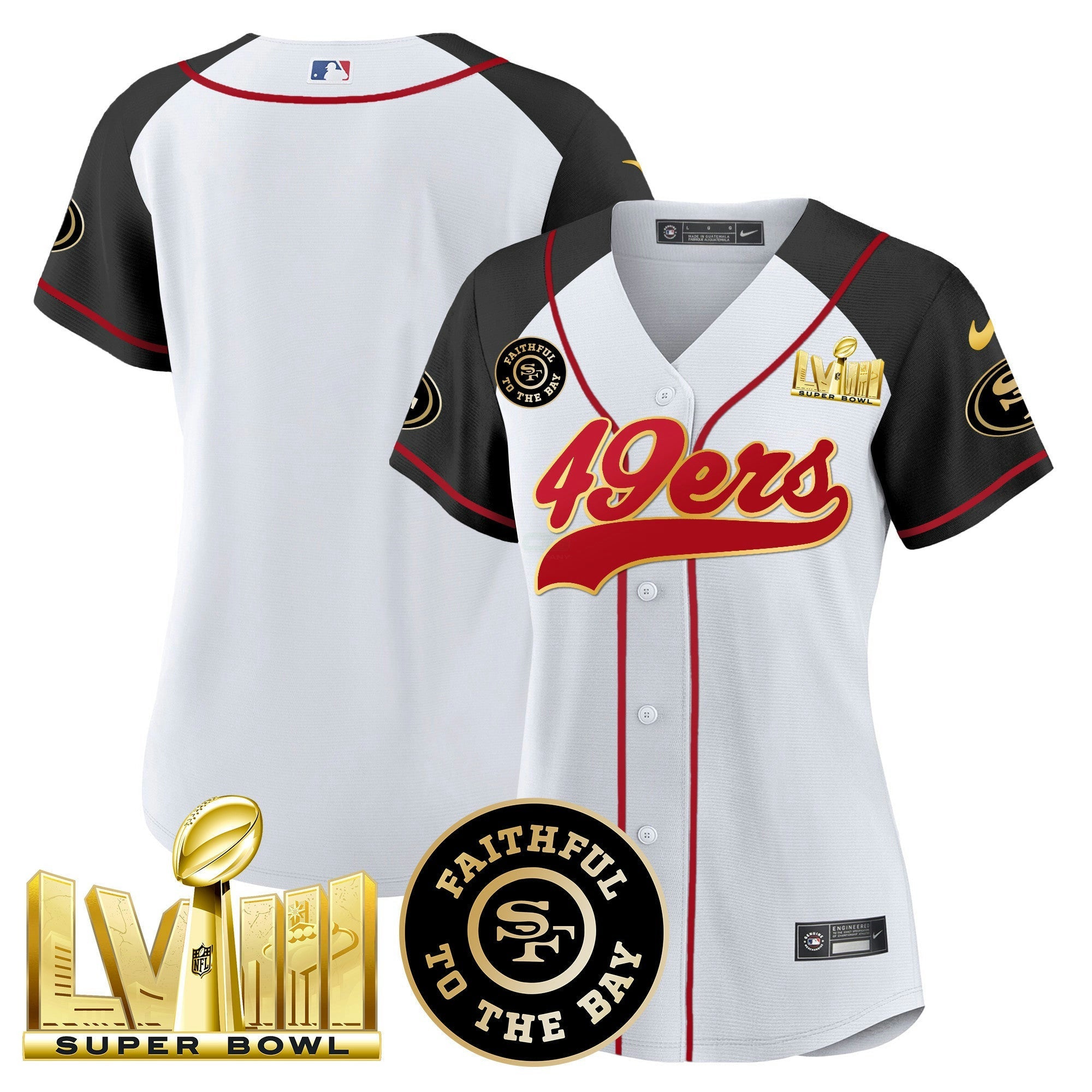Camisa NFL Women’s Faithful & Super Bowl LVIII Dourada Patch Jersey