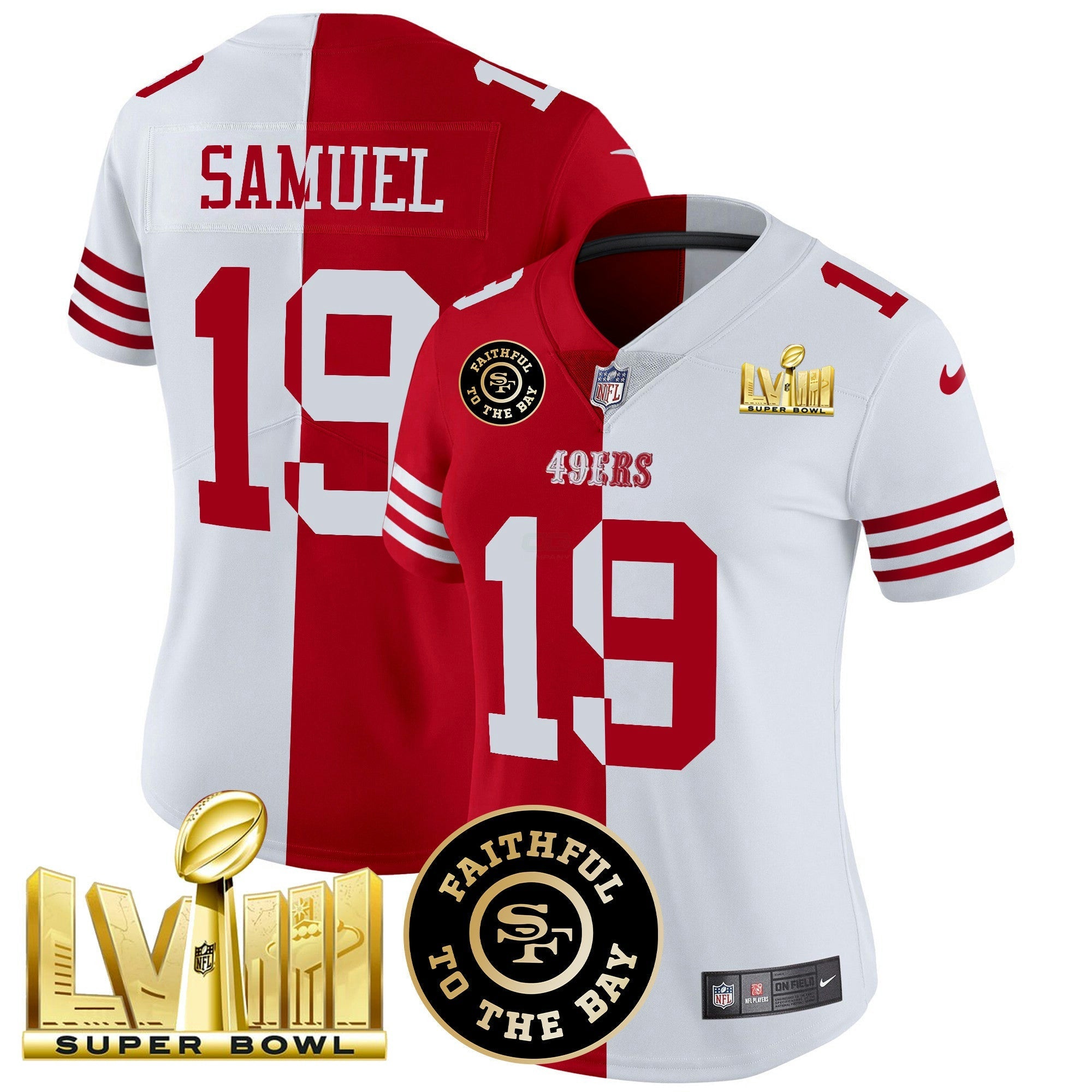 Camisa NFL Women’s Faithful & Super Bowl LVIII Dourada Patch Vapor Jersey V2