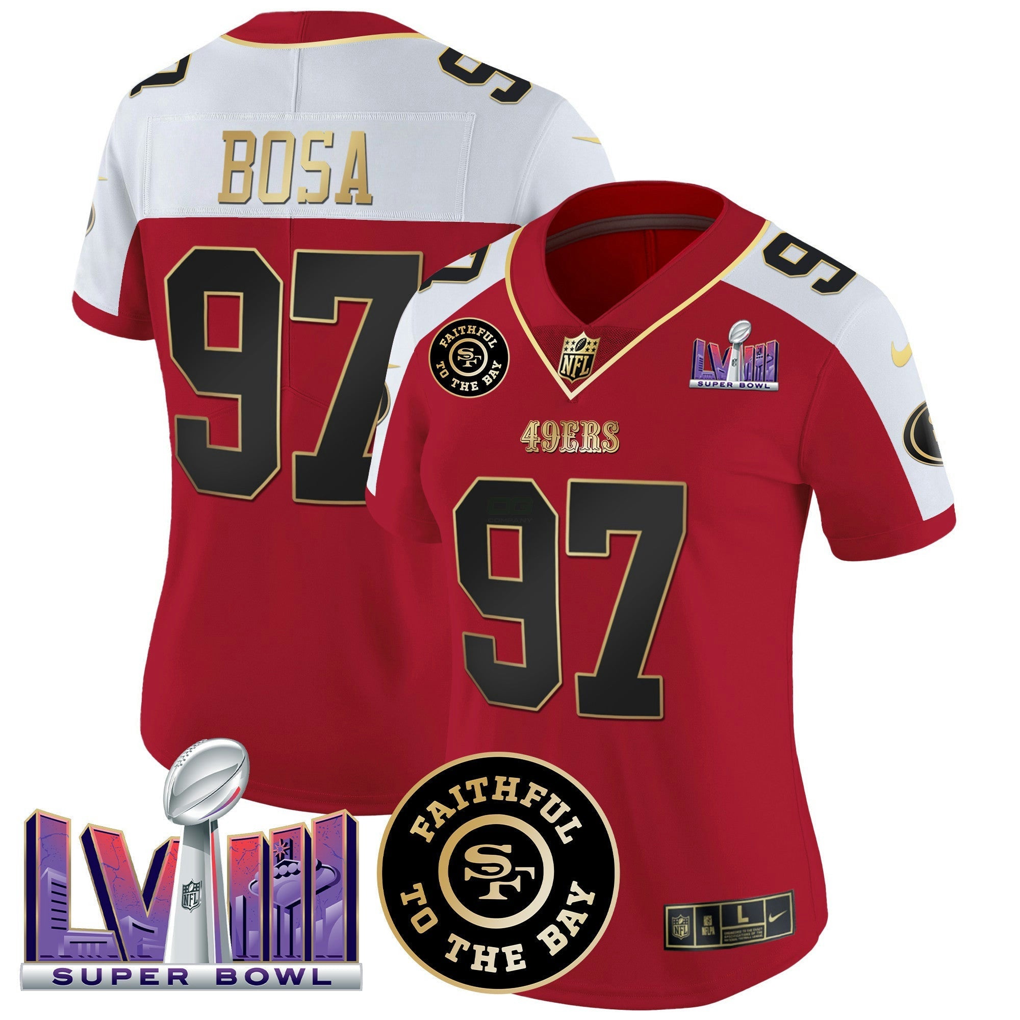 Camisa NFL Women’s Faithful & Super Bowl LVIII Patch Vapor Jersey