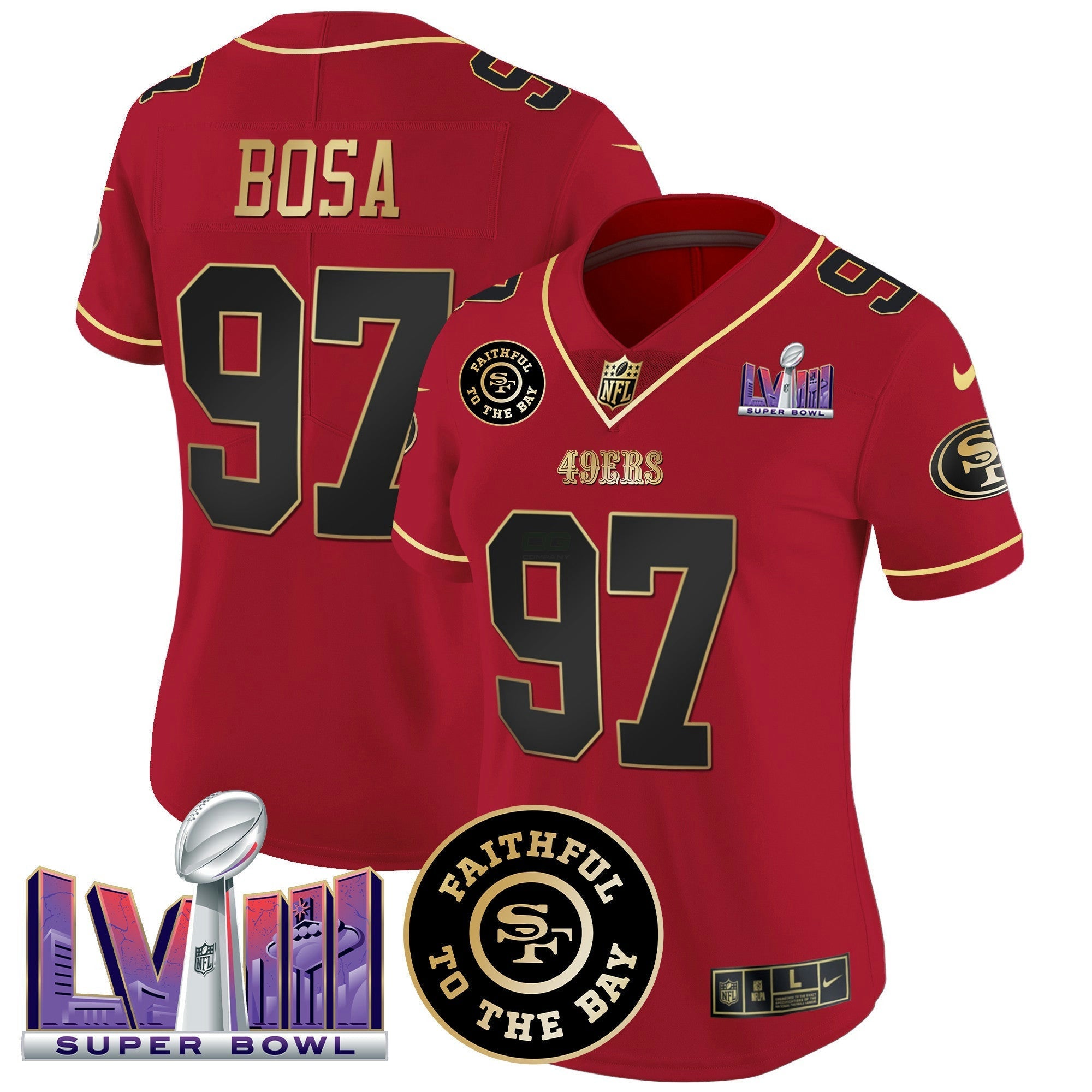 Camisa NFL Women’s Faithful & Super Bowl LVIII Patch Vapor Jersey