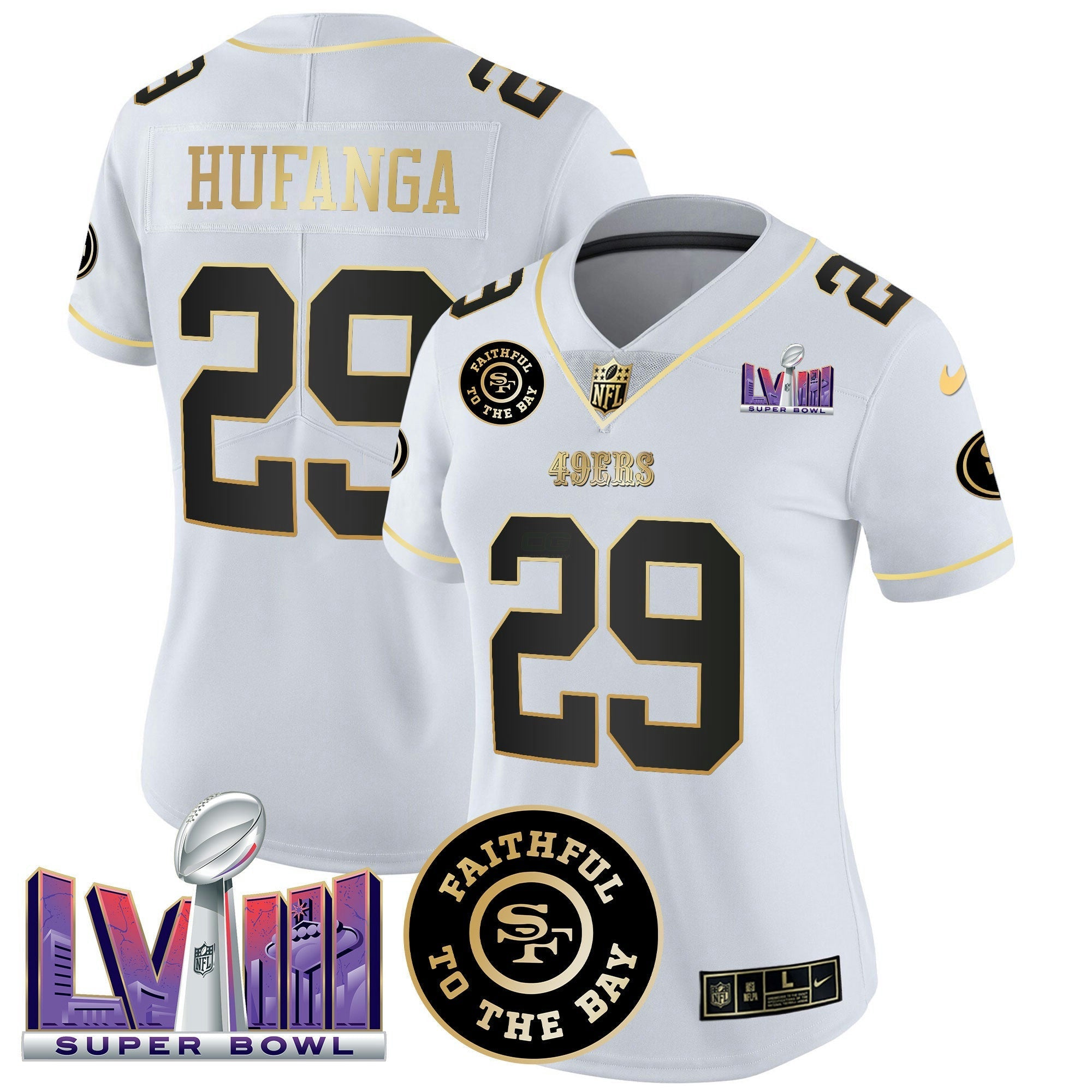 Camisa NFL Women’s Faithful & Super Bowl LVIII Patch Vapor Jersey V2