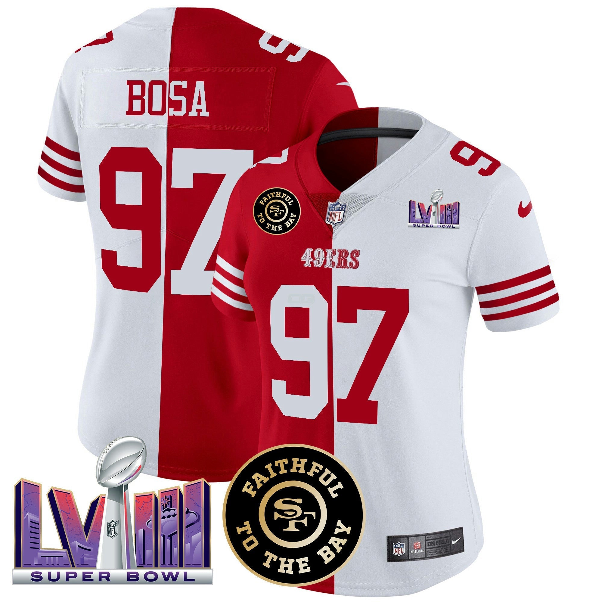 Camisa NFL Women’s Faithful & Super Bowl LVIII Patch Vapor Jersey V2