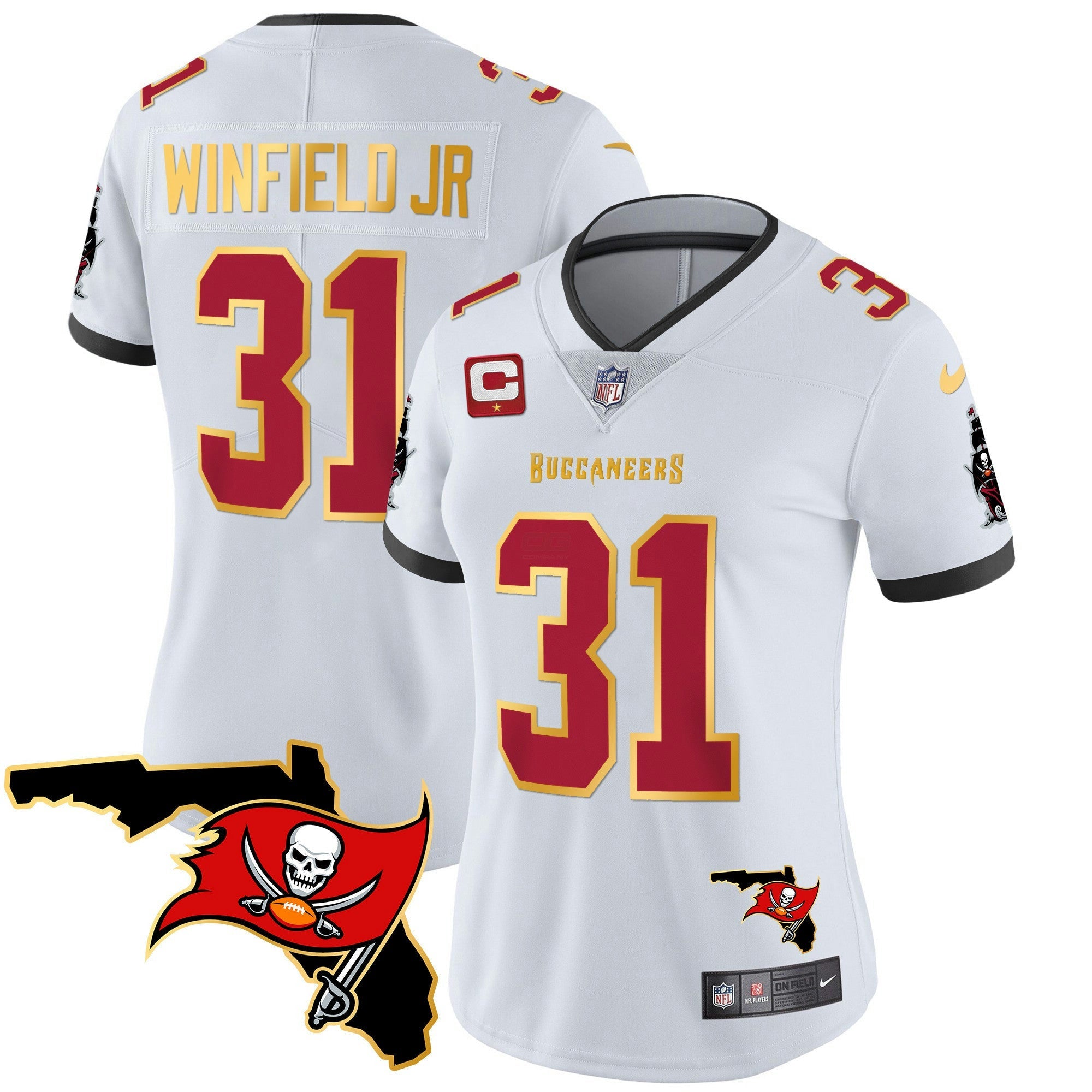 Camisa NFL Women’s Florida Patch Dourada Trim Vapor Jersey
