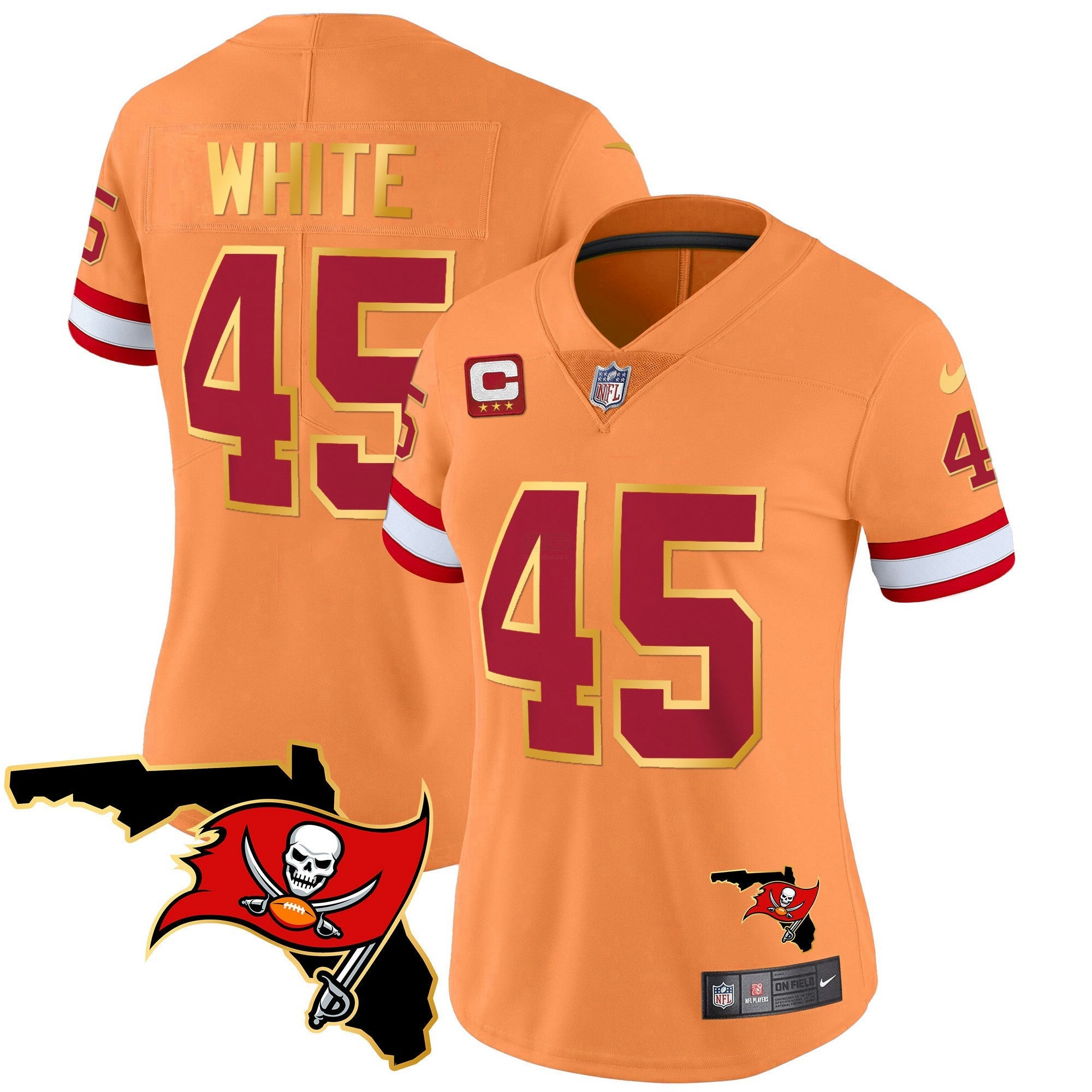 Camisa NFL Women’s Florida Patch Dourada Trim Vapor Jersey