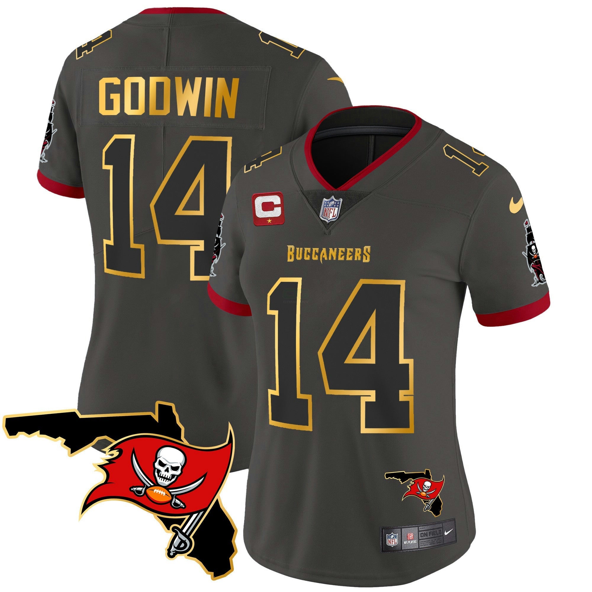 Camisa NFL Women’s Florida Patch Dourada Trim Vapor Jersey