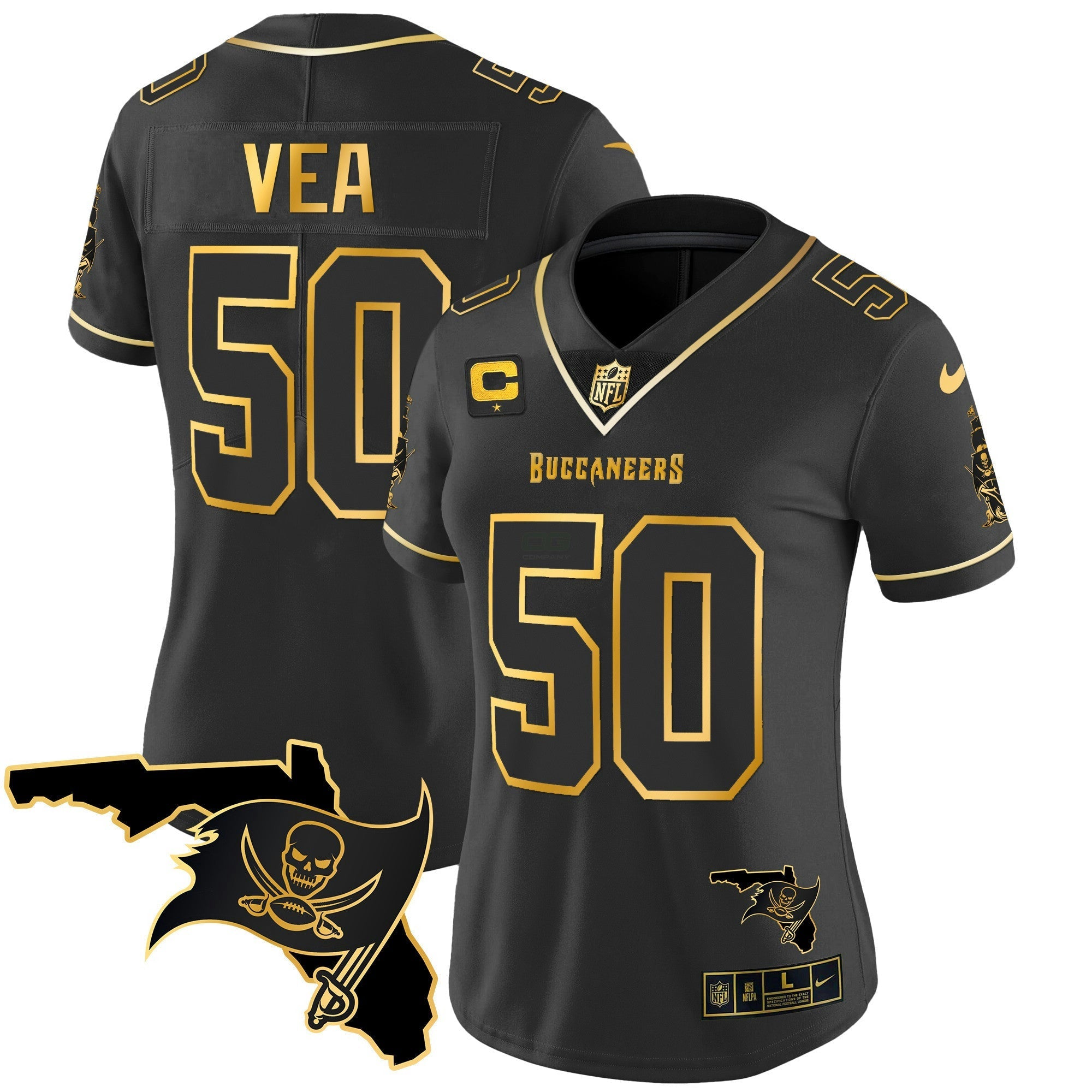 Camisa NFL Women’s Florida Patch Vapor Dourada Jersey