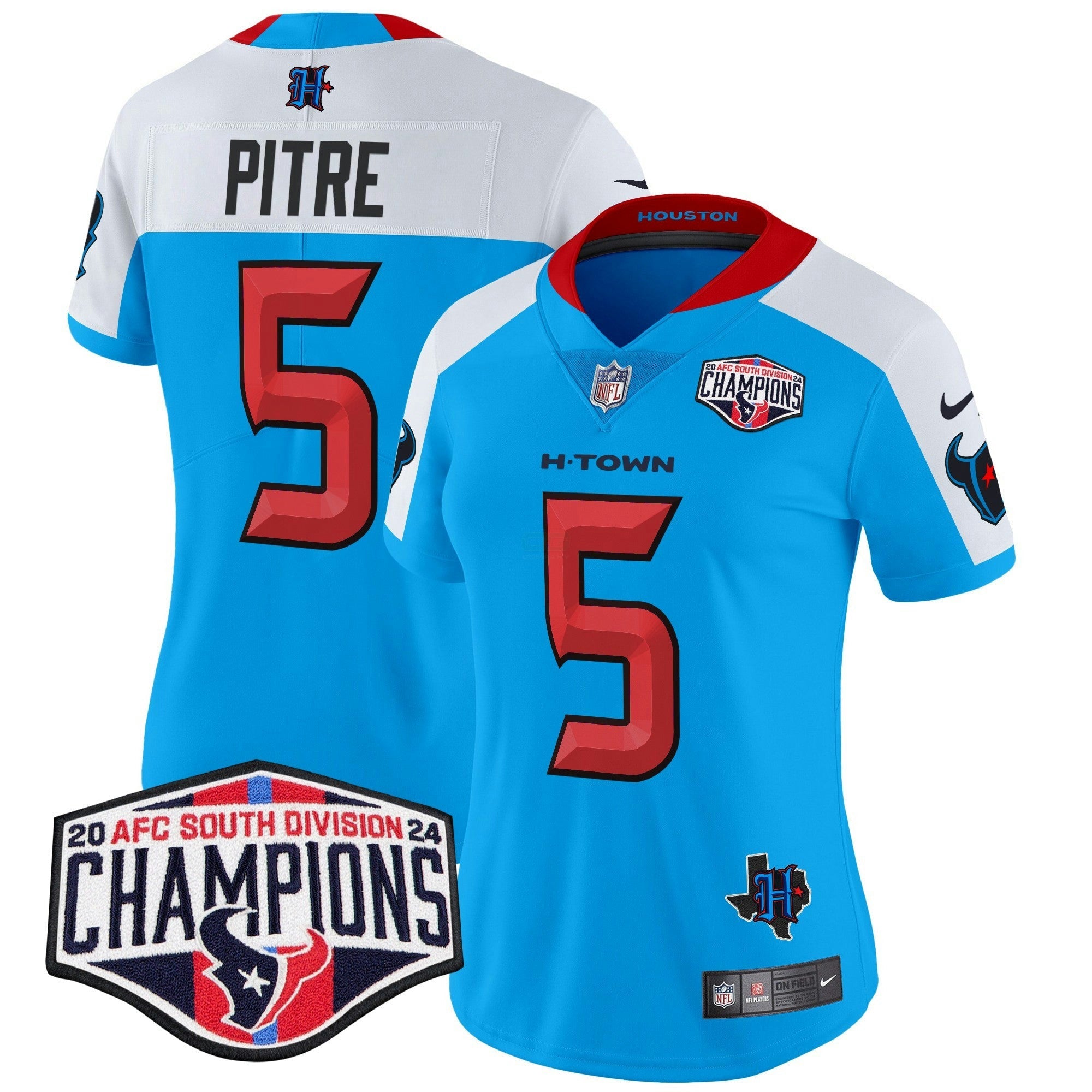 Camisa NFL Women’s Houston 2024 AFC South Division Champions Patch Vapor Limited Jersey