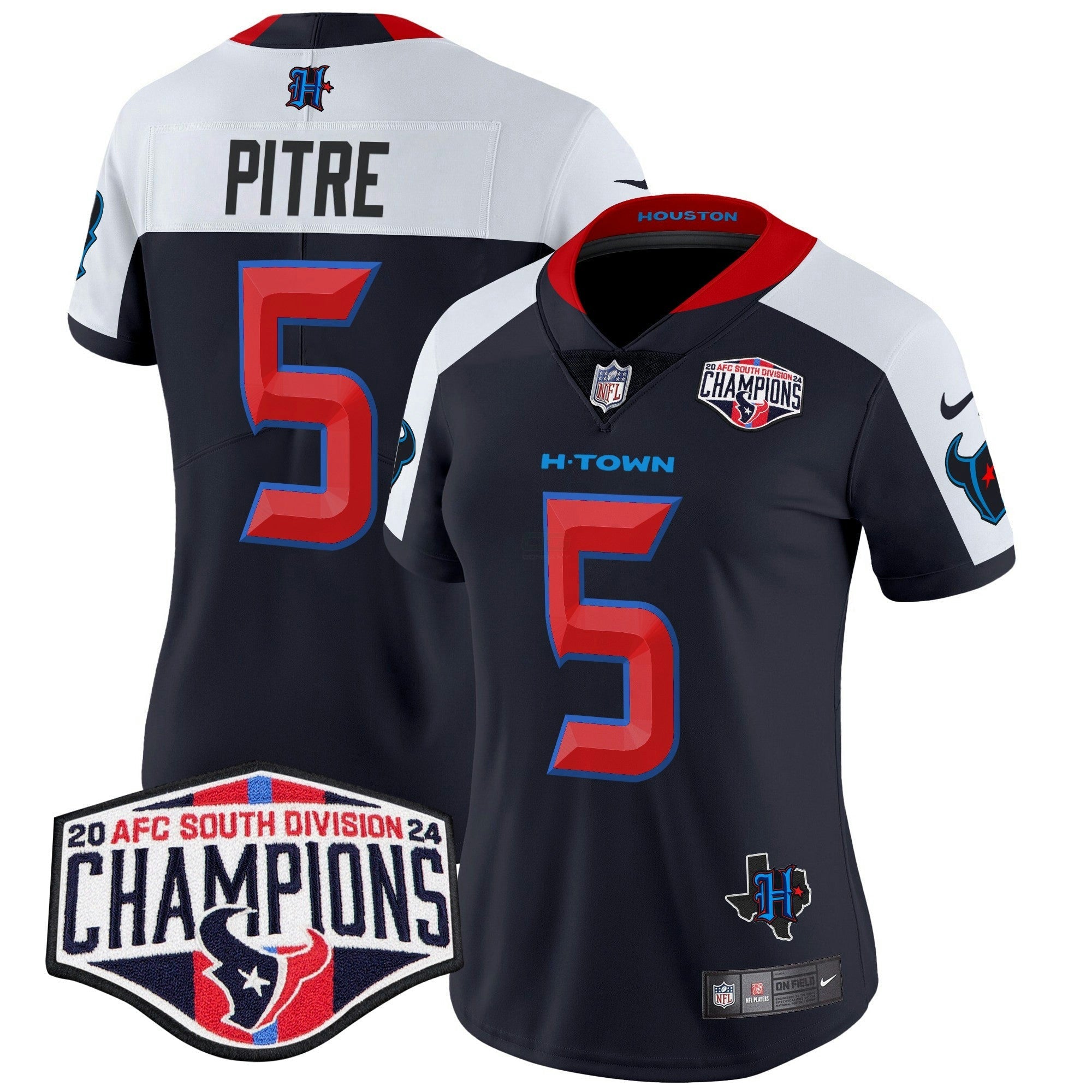 Camisa NFL Women’s Houston 2024 AFC South Division Champions Patch Vapor Limited Jersey