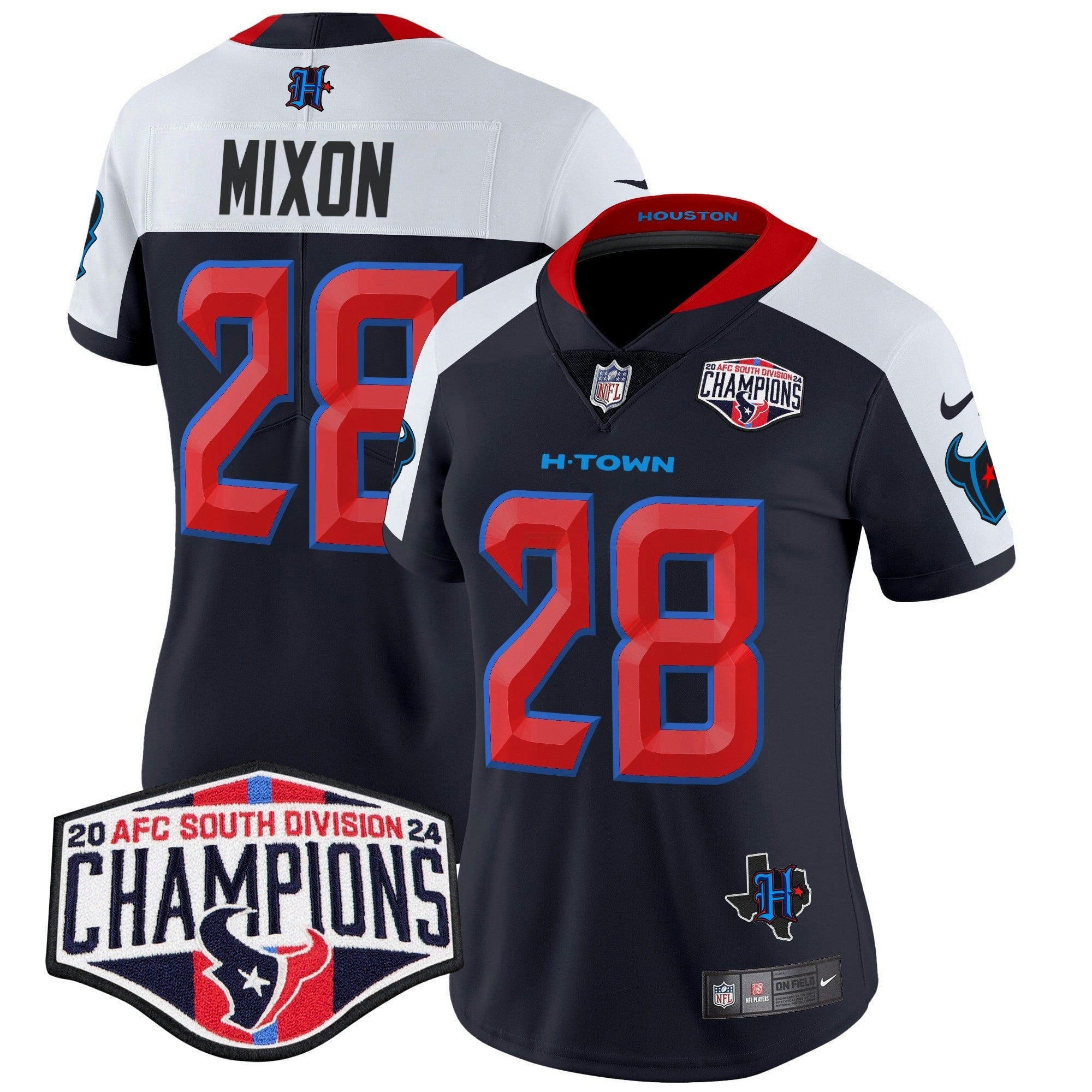 Camisa NFL Women’s Houston 2024 AFC South Division Champions Patch Vapor Limited Jersey