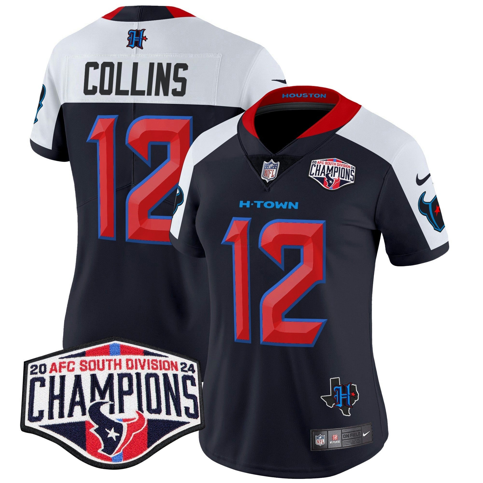 Camisa NFL Women’s Houston 2024 AFC South Division Champions Patch Vapor Limited Jersey