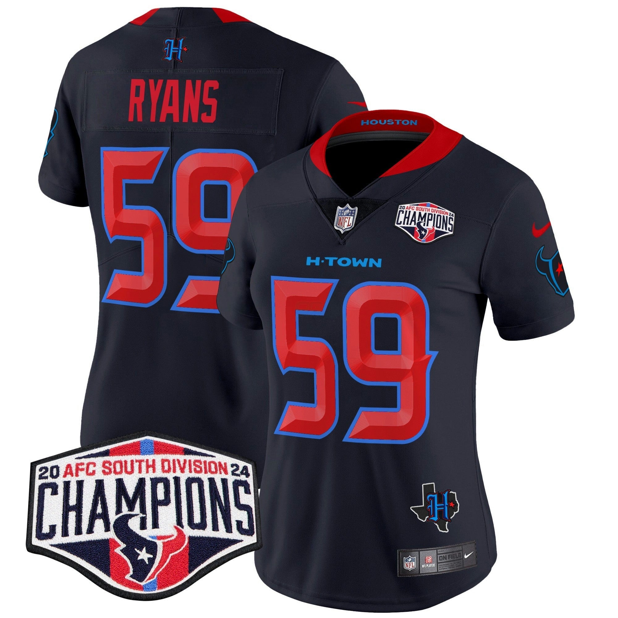Camisa NFL Women’s Houston 2024 AFC South Division Champions Patch Vapor Limited Jersey