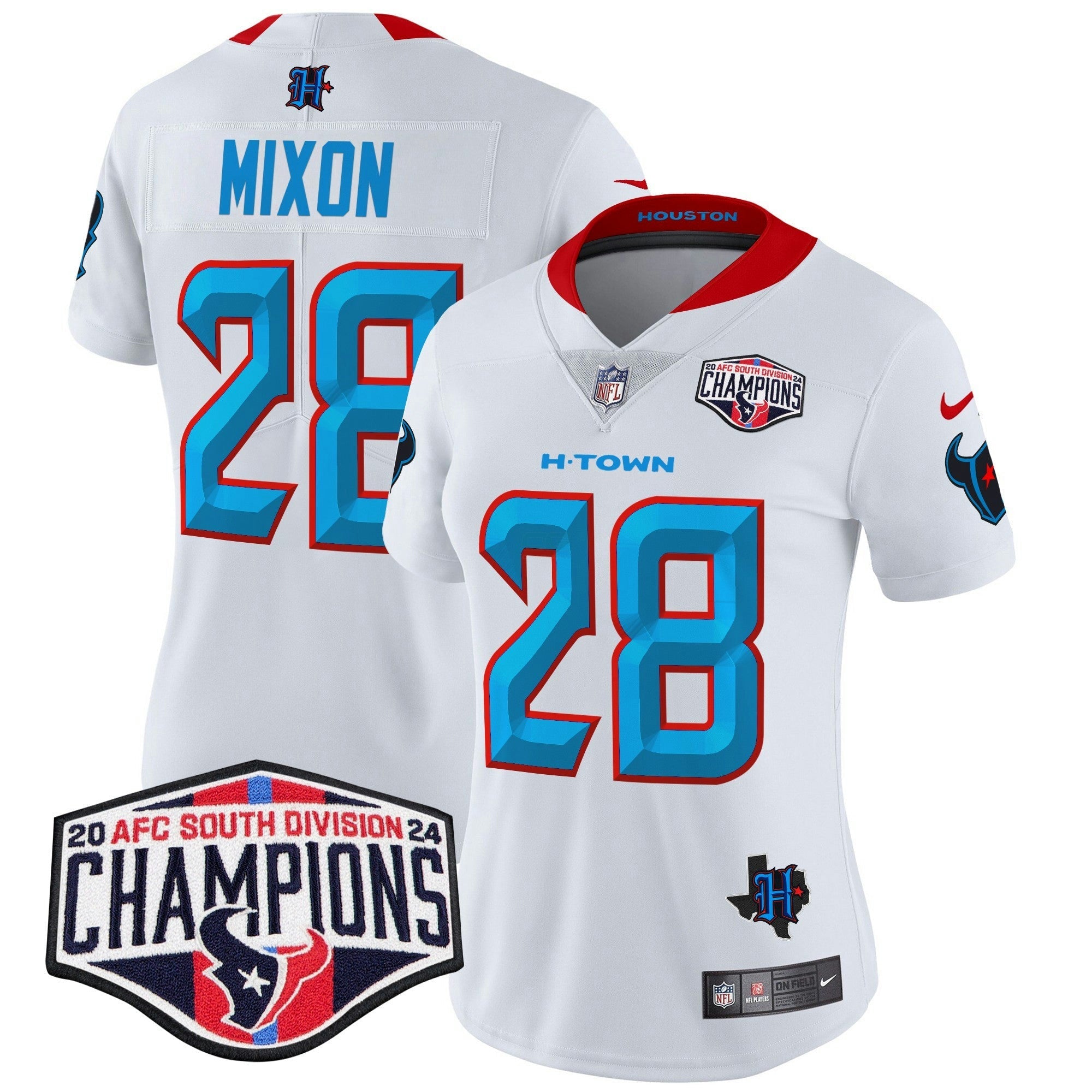 Camisa NFL Women’s Houston 2024 AFC South Division Champions Patch Vapor Limited Jersey