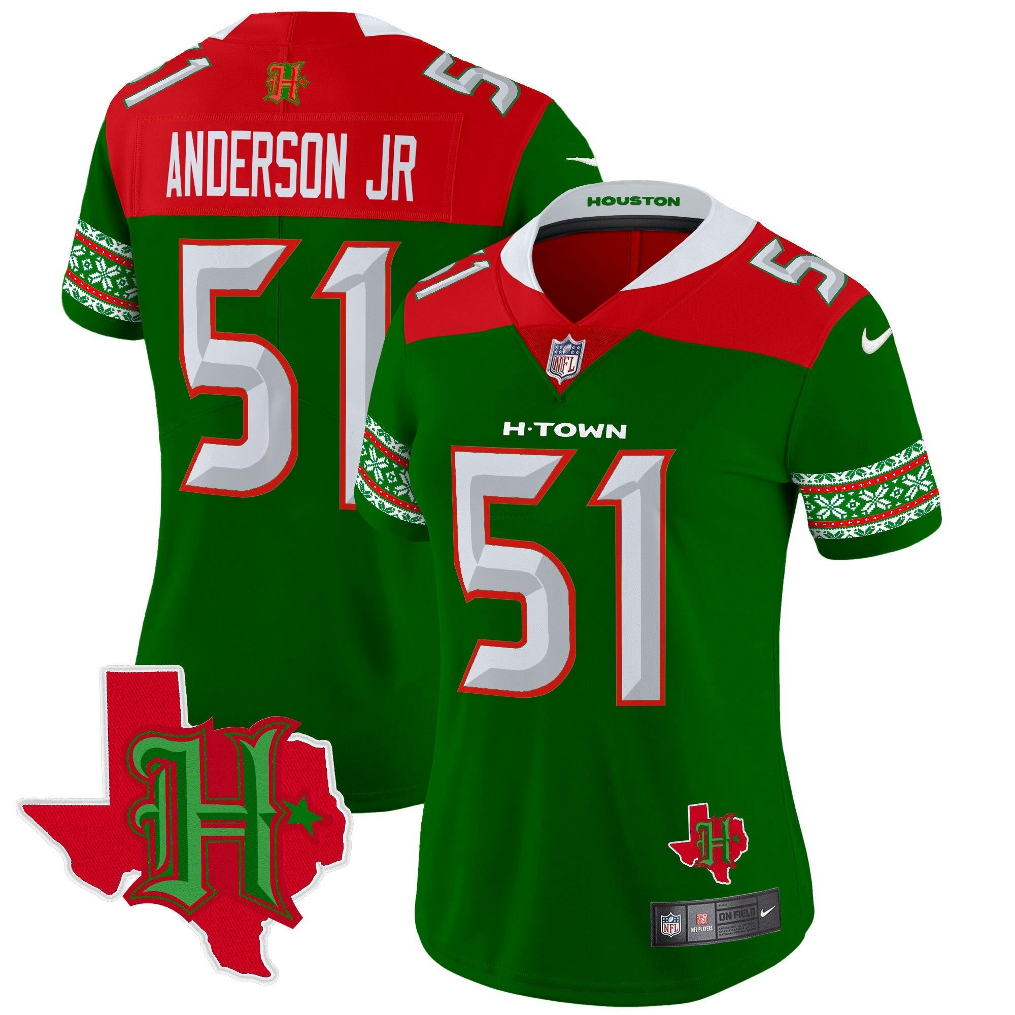 Camisa NFL Women’s Houston 2024 Christmas Vapor Limited Jersey