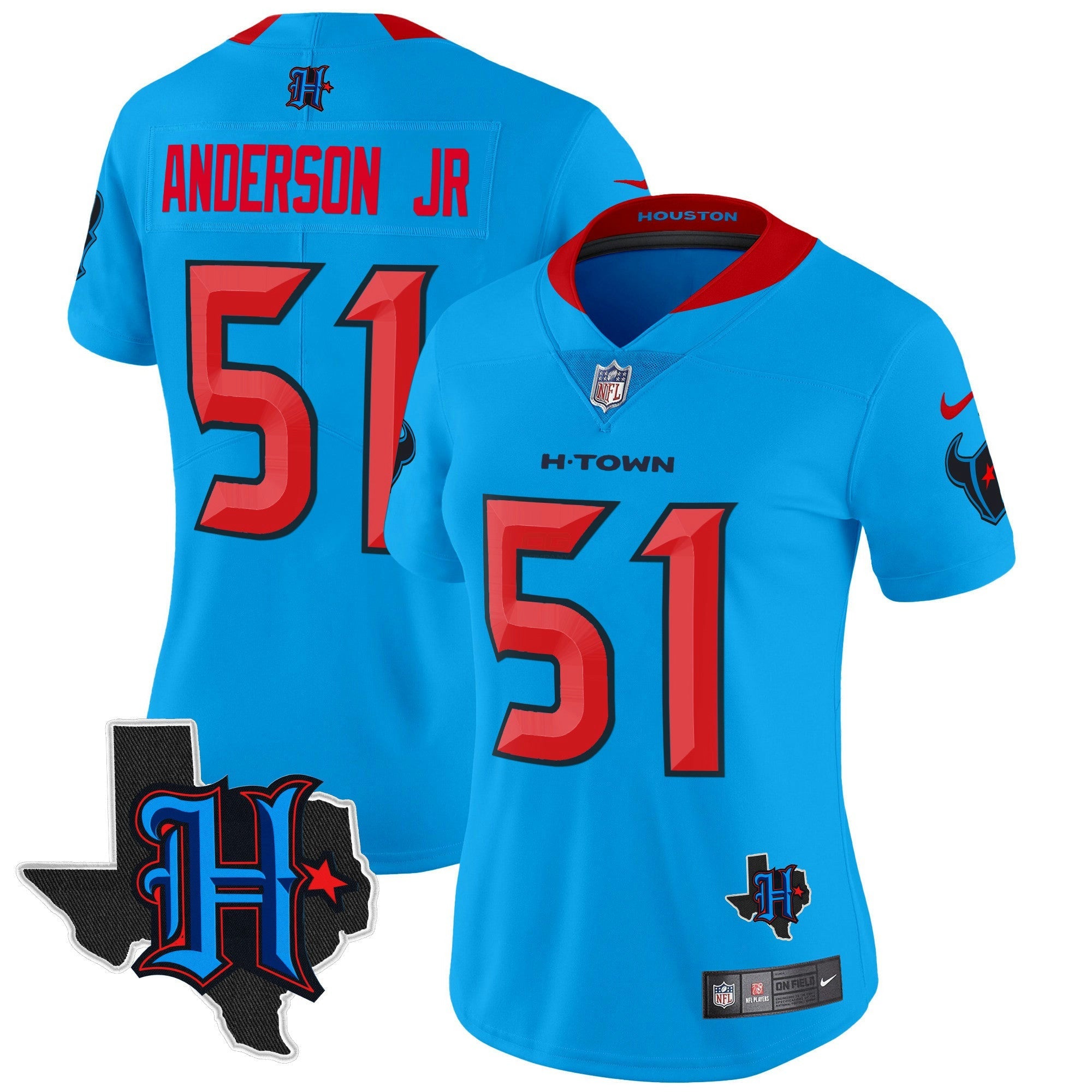 Camisa NFL Women’s Houston 2024 Texas Patch Vapor Limited Jersey V2