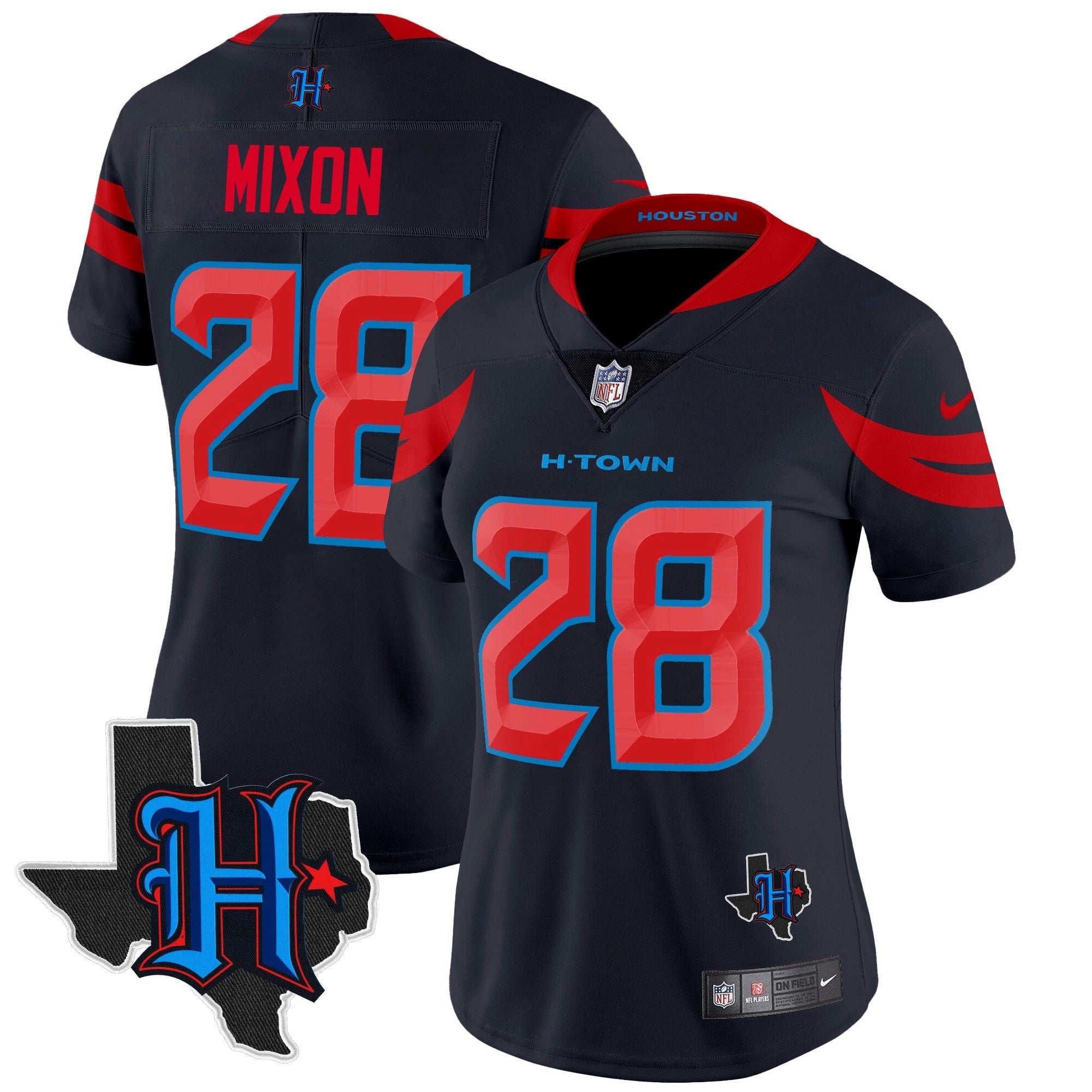 Camisa NFL Women’s Houston 2024 Texas Patch Vapor Limited Jersey V3