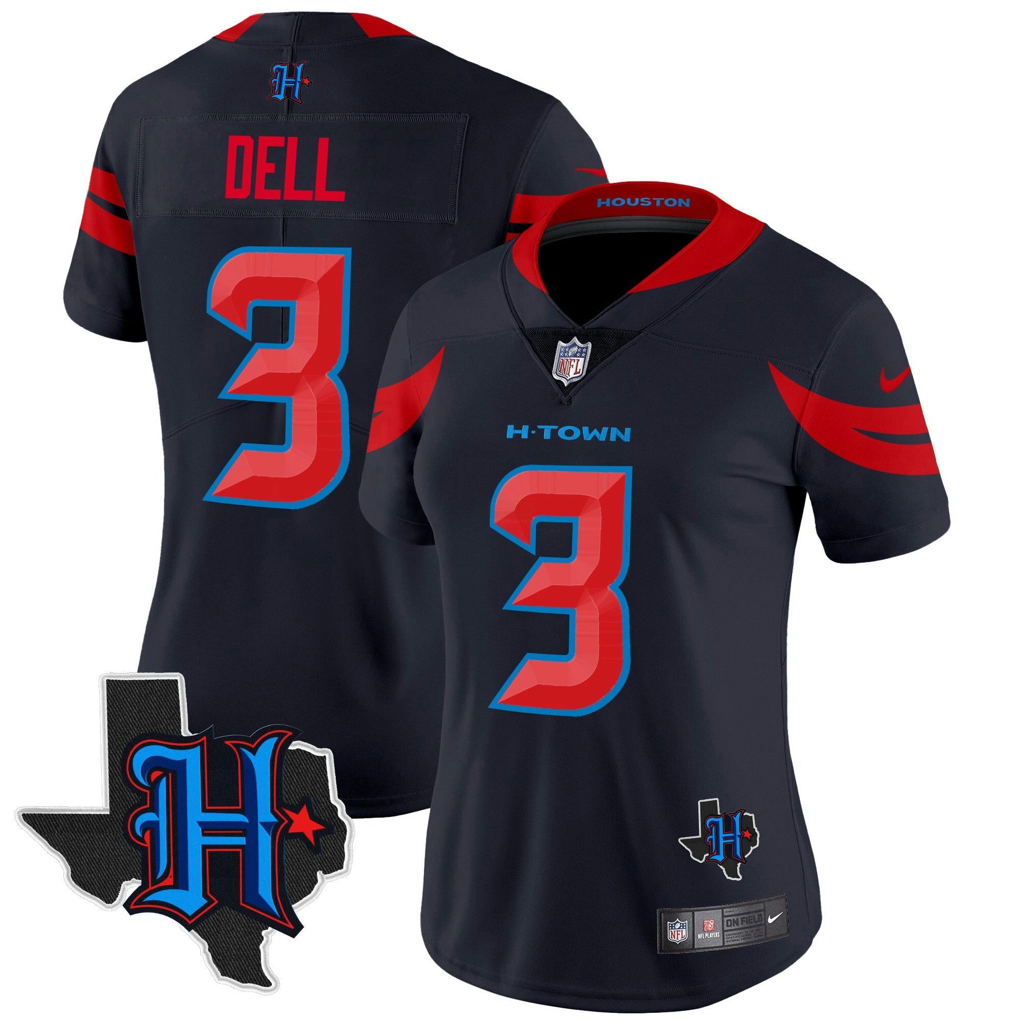 Camisa NFL Women’s Houston 2024 Texas Patch Vapor Limited Jersey V3
