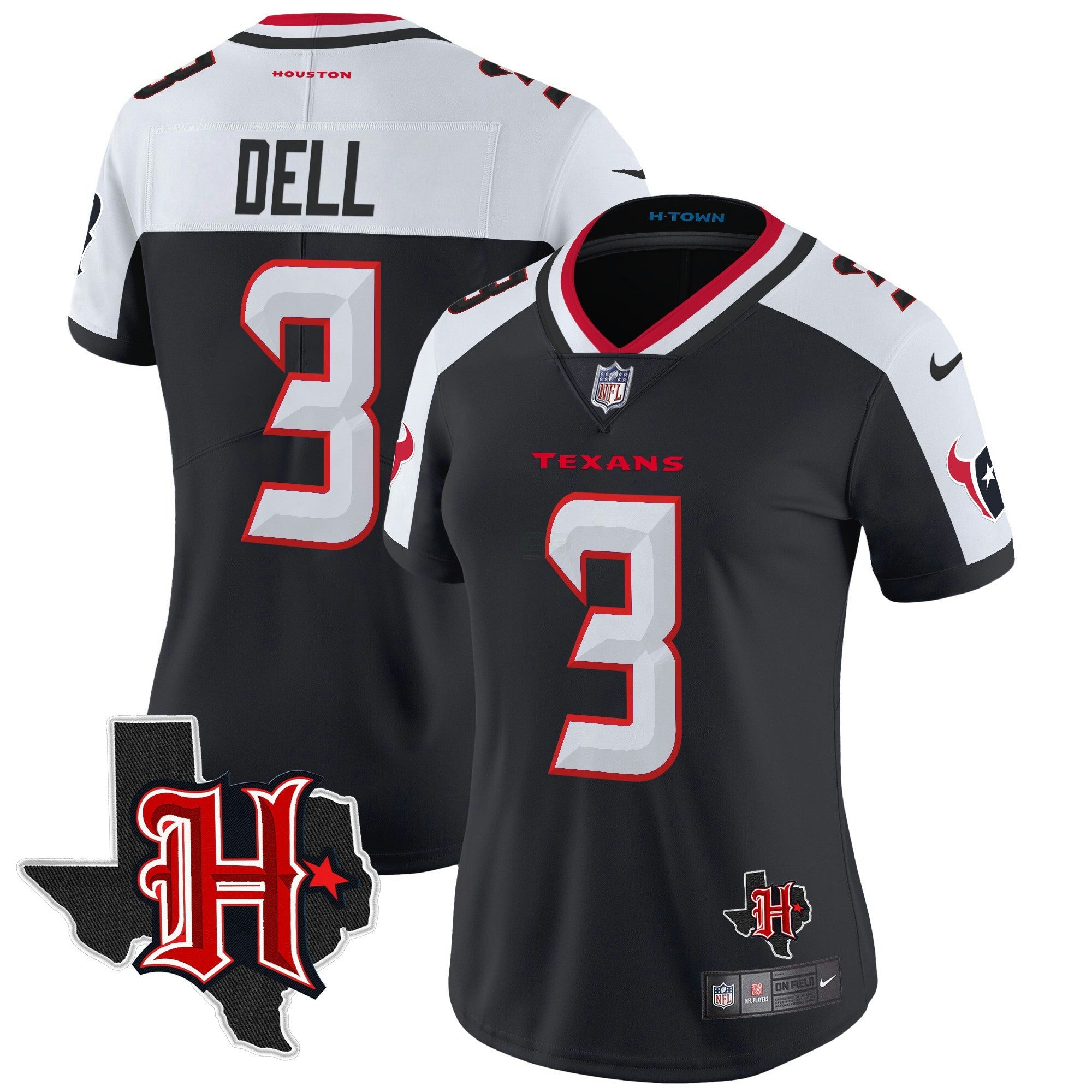 Camisa NFL Women’s Houston 2024 Texas Patch Vapor Limited Jersey V5
