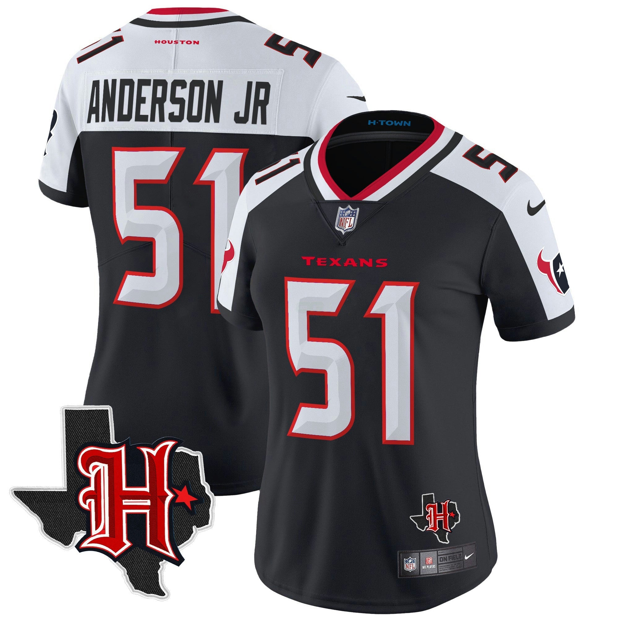 Camisa NFL Women’s Houston 2024 Texas Patch Vapor Limited Jersey V5
