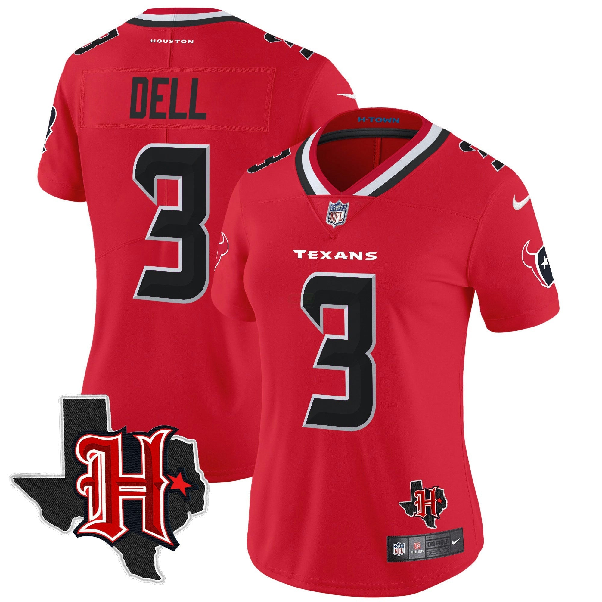 Camisa NFL Women’s Houston 2024 Texas Patch Vapor Limited Jersey V5