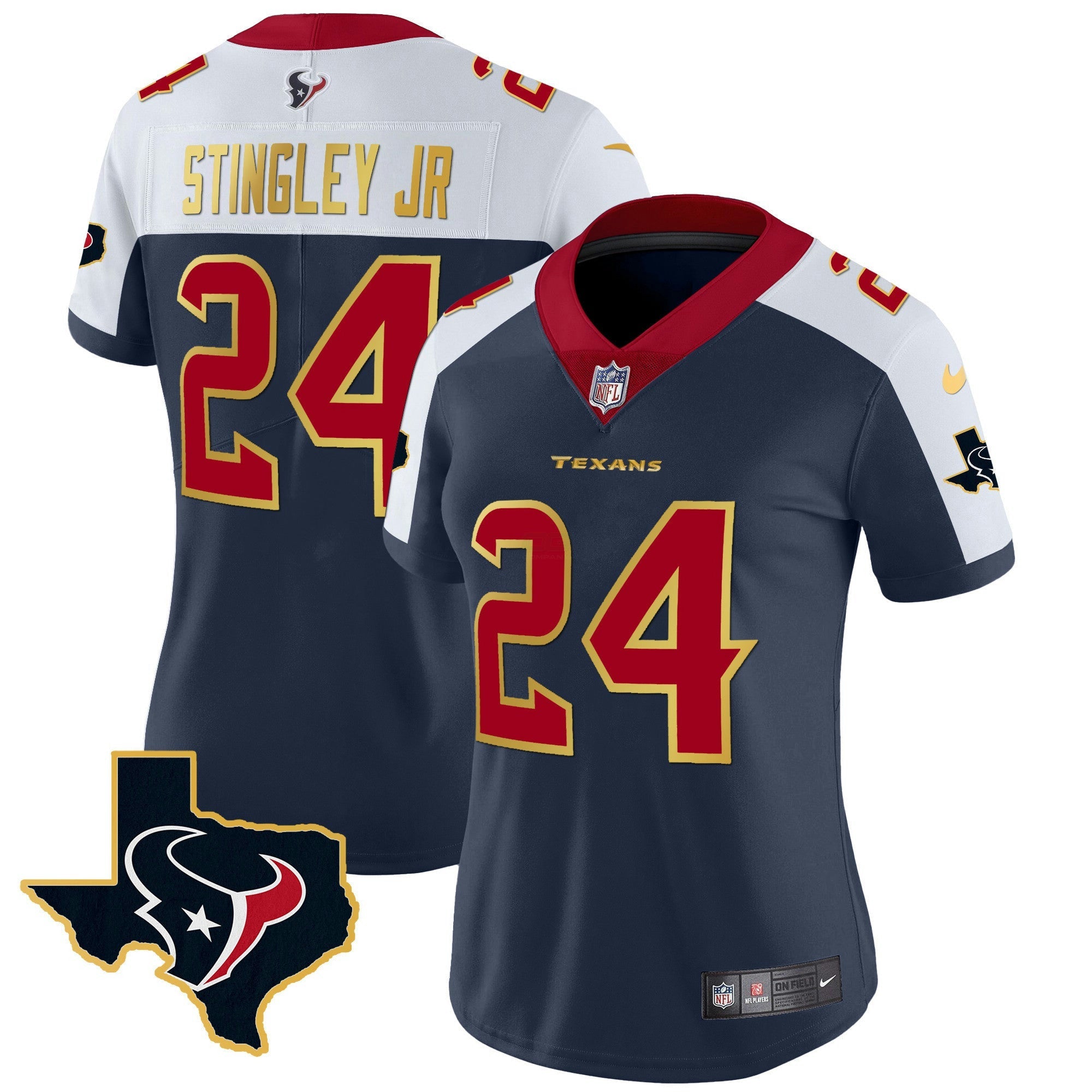Camisa NFL Women’s Houston Gold Trim Vapor Jersey