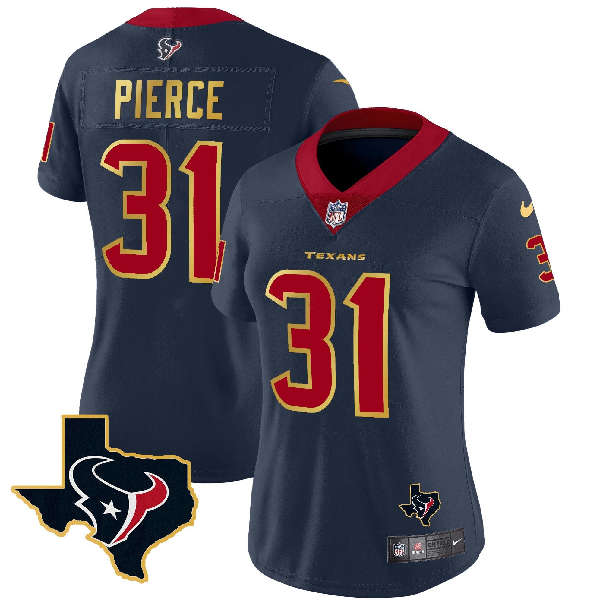 Camisa NFL Women’s Houston Gold Trim Vapor Jersey