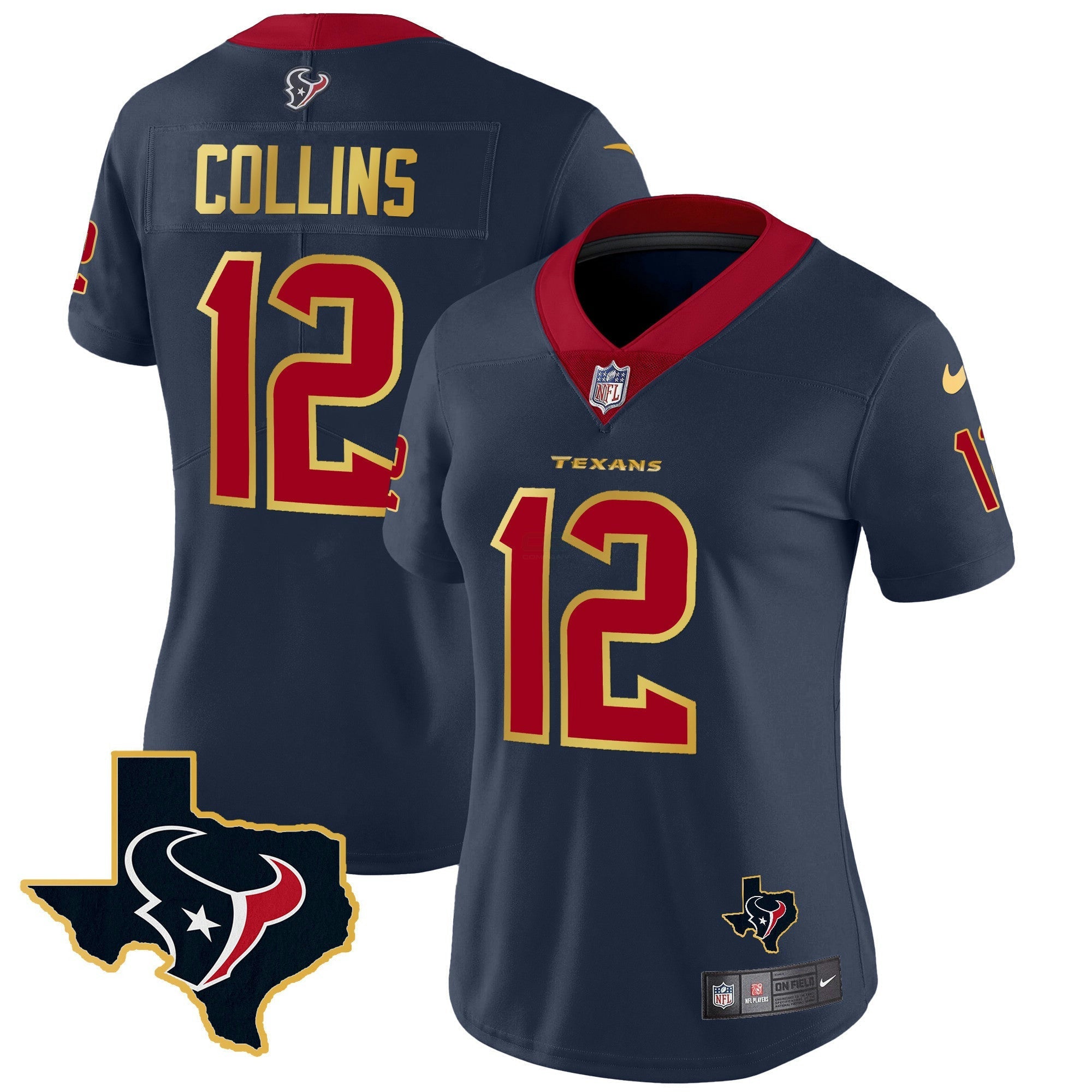 Camisa NFL Women’s Houston Gold Trim Vapor Jersey