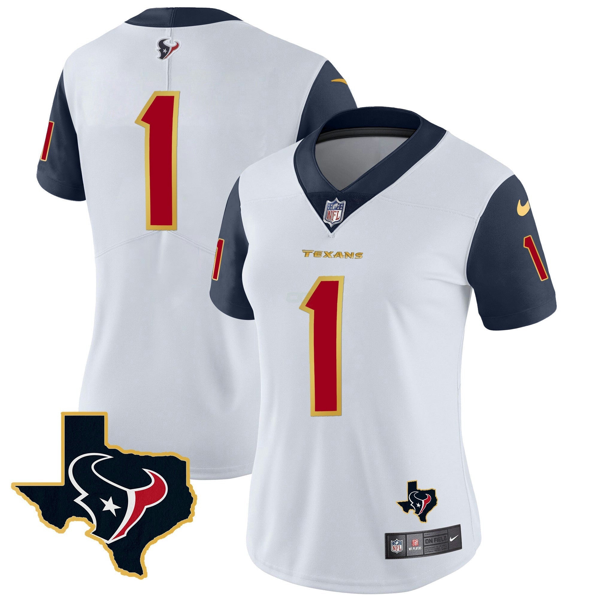 Camisa NFL Women’s Houston Gold Trim Vapor Jersey