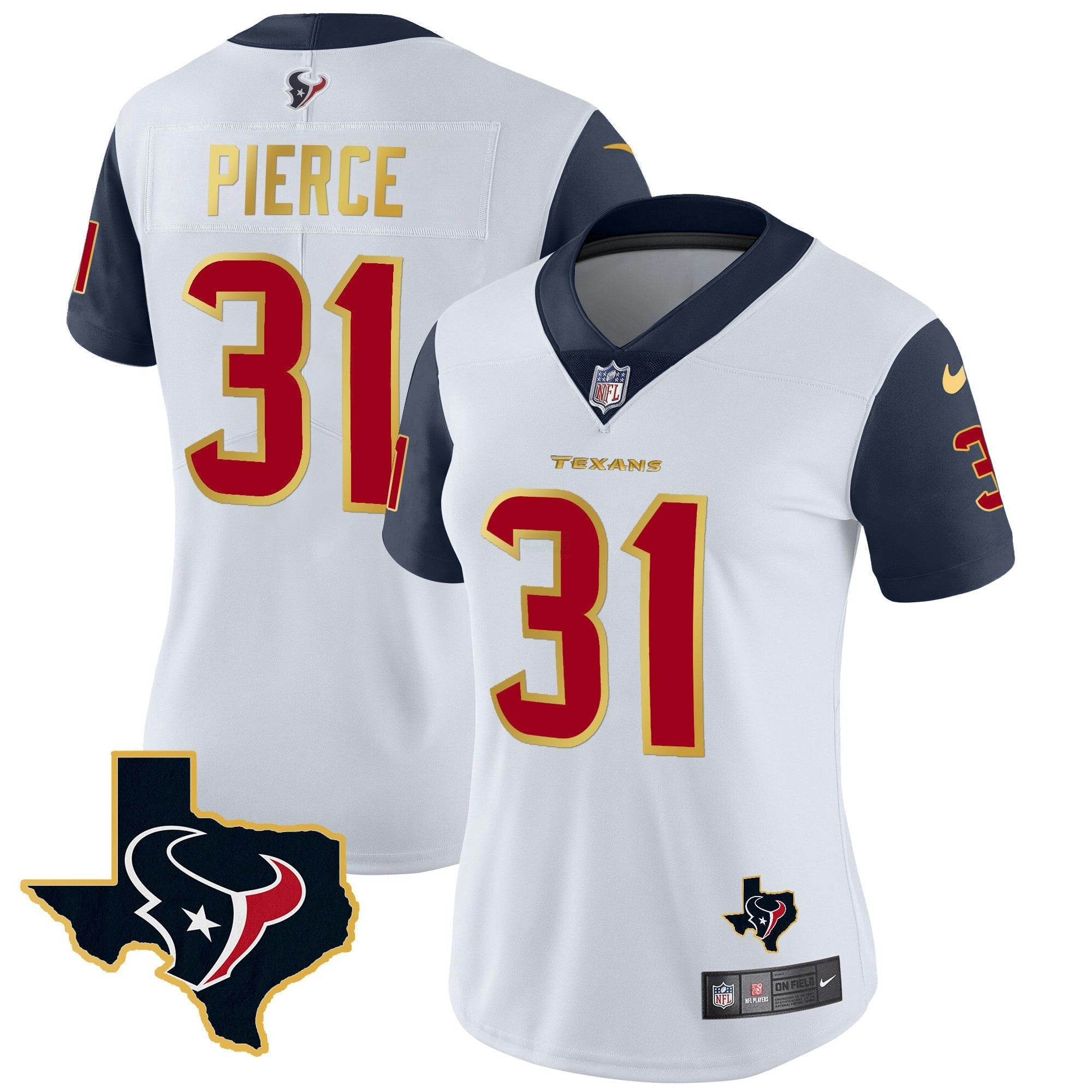 Camisa NFL Women’s Houston Gold Trim Vapor Jersey