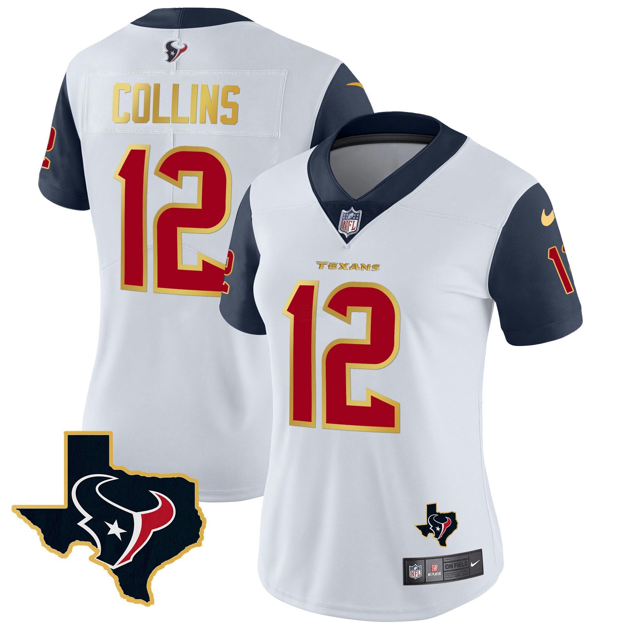 Camisa NFL Women’s Houston Gold Trim Vapor Jersey